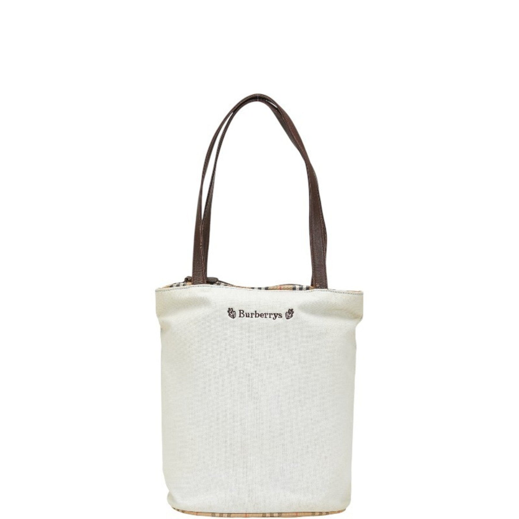 Burberry Nova Check Tote Bag in Grey Multicolor Canvas and Leather