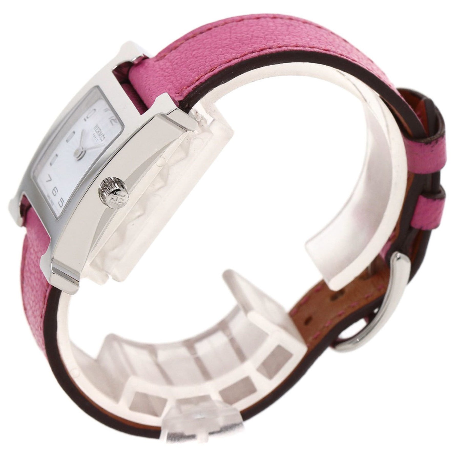 Hermes HH1.210 H Watch Stainless Steel Leather Ladies HERMES