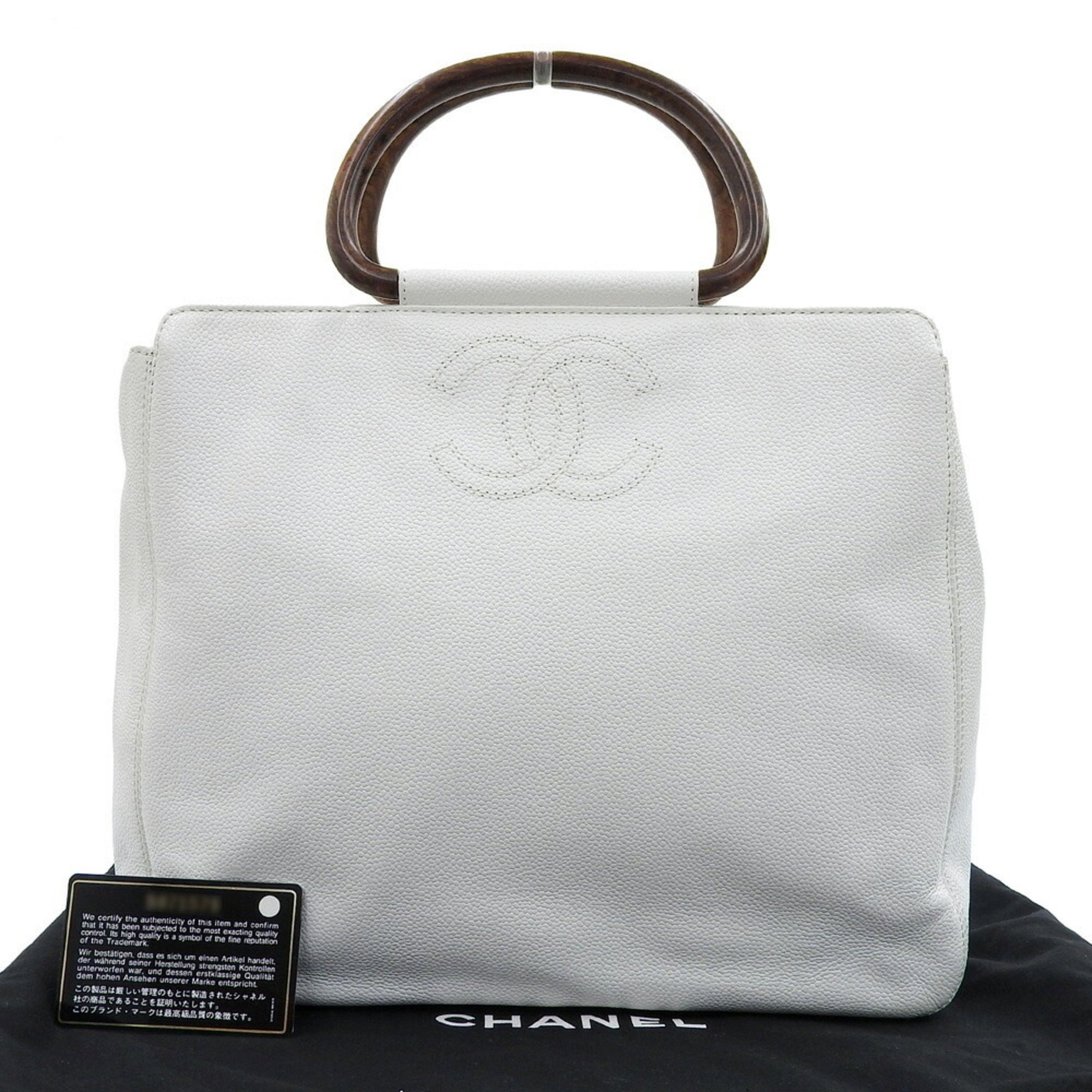 CHANEL Tote Bag, No. 5, Handbag, Wooden Handle, Caviar Skin