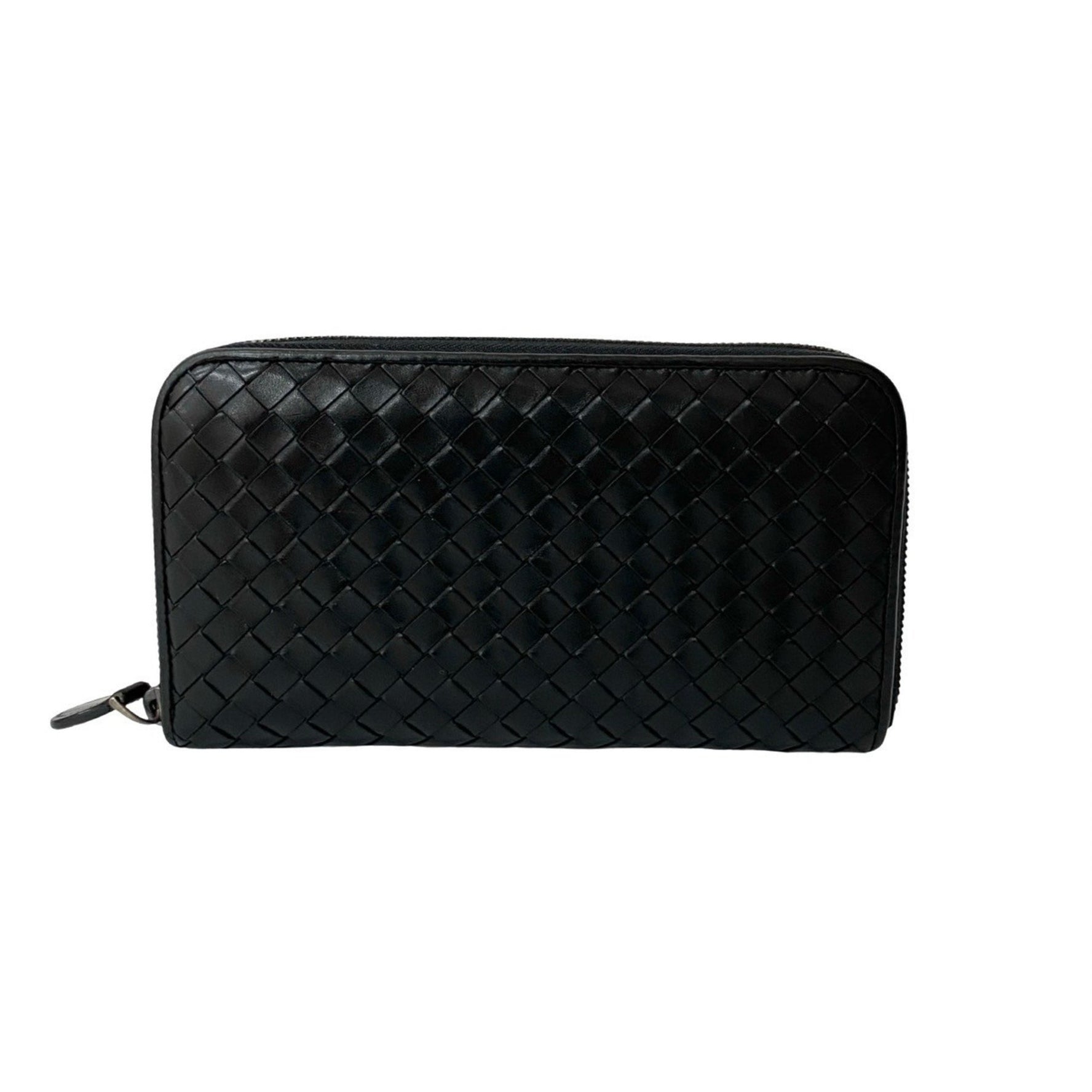 BOTTEGA VENETA Intrecciato Round Zip Leather Long Wallet with Bill Compartment