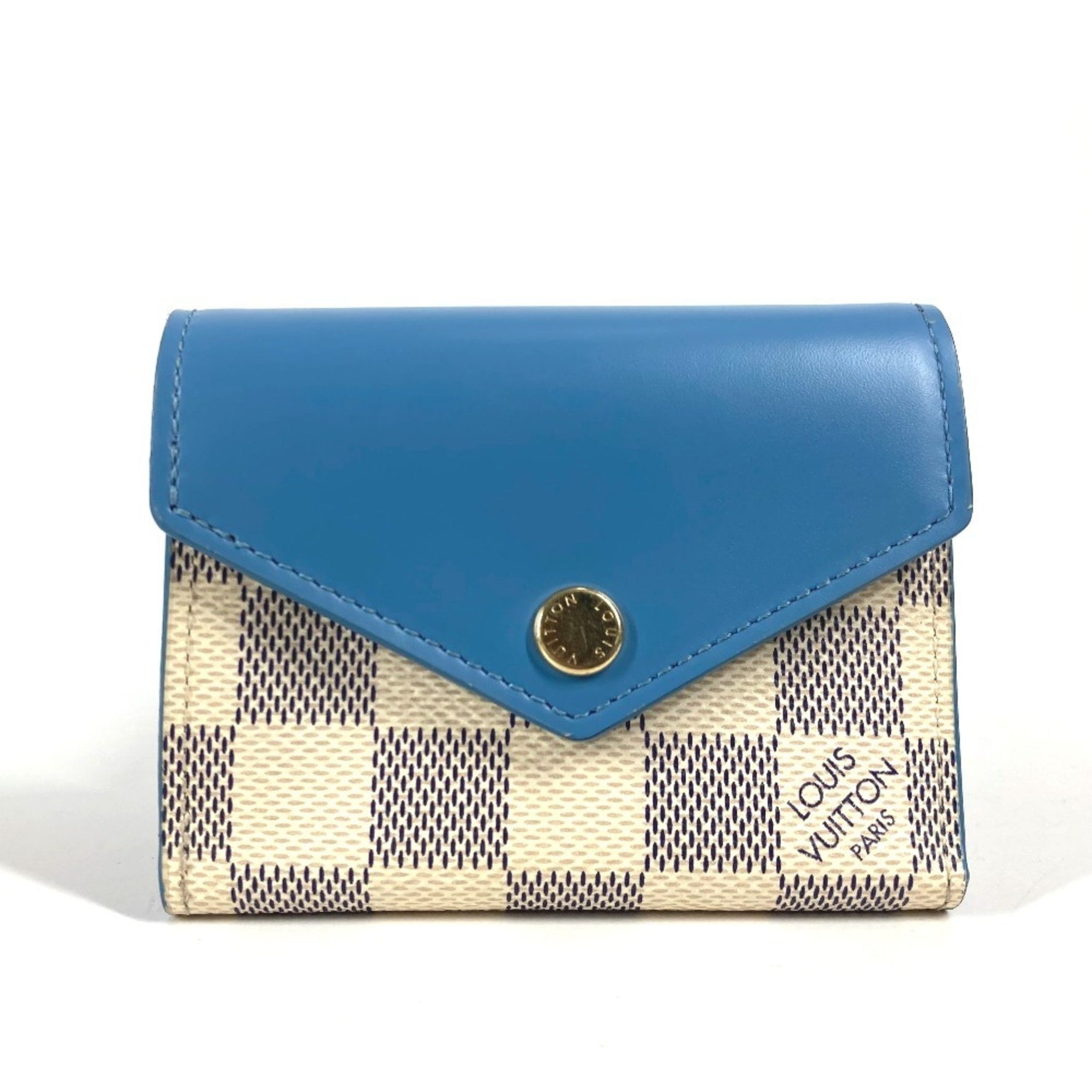 Louis Vuitton Damier Azur Portefeuille Zoe Compact Wallet Tri-fold Canvas Blue
