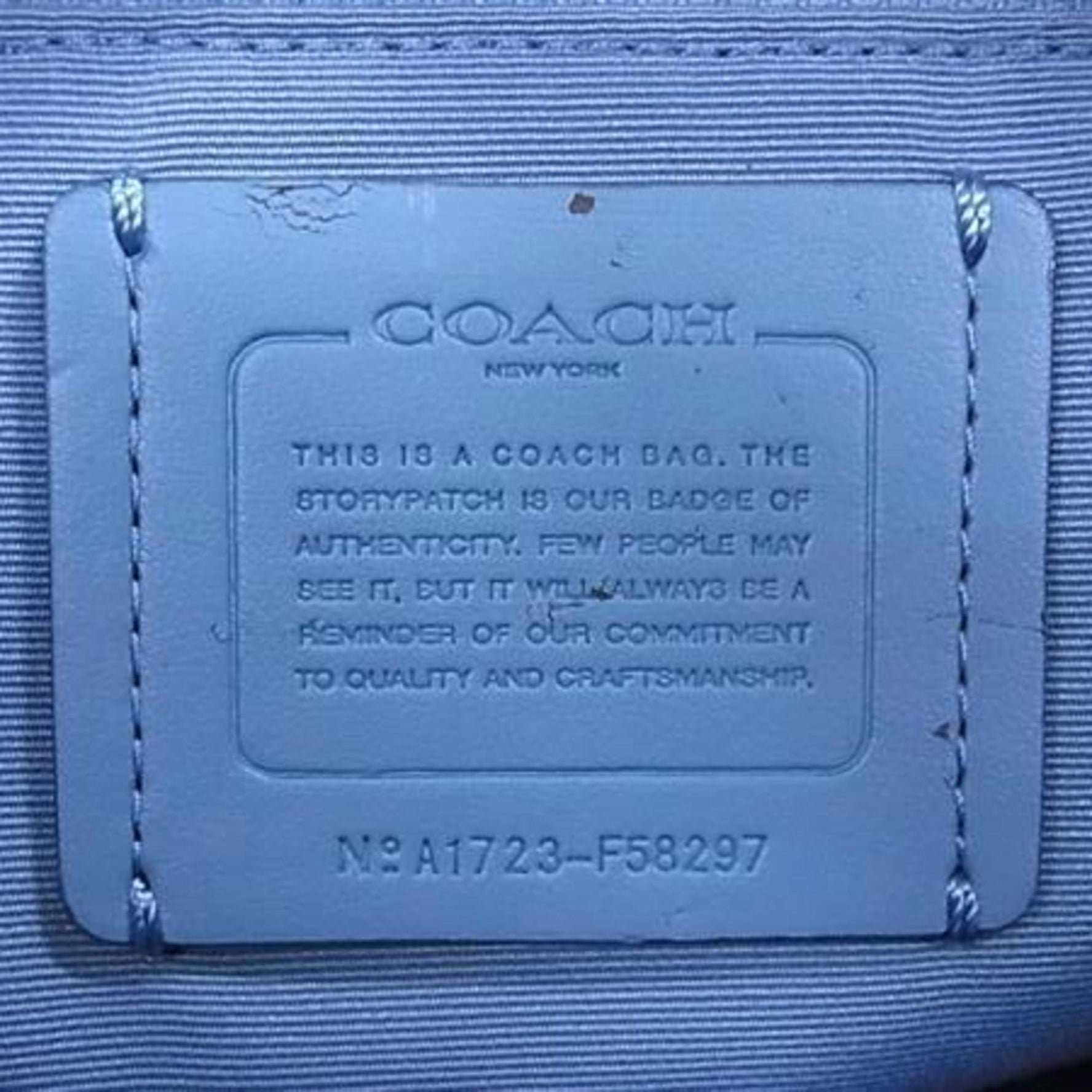 COACH Signature Shoulder Bag Beige and Light Blue Leather Women