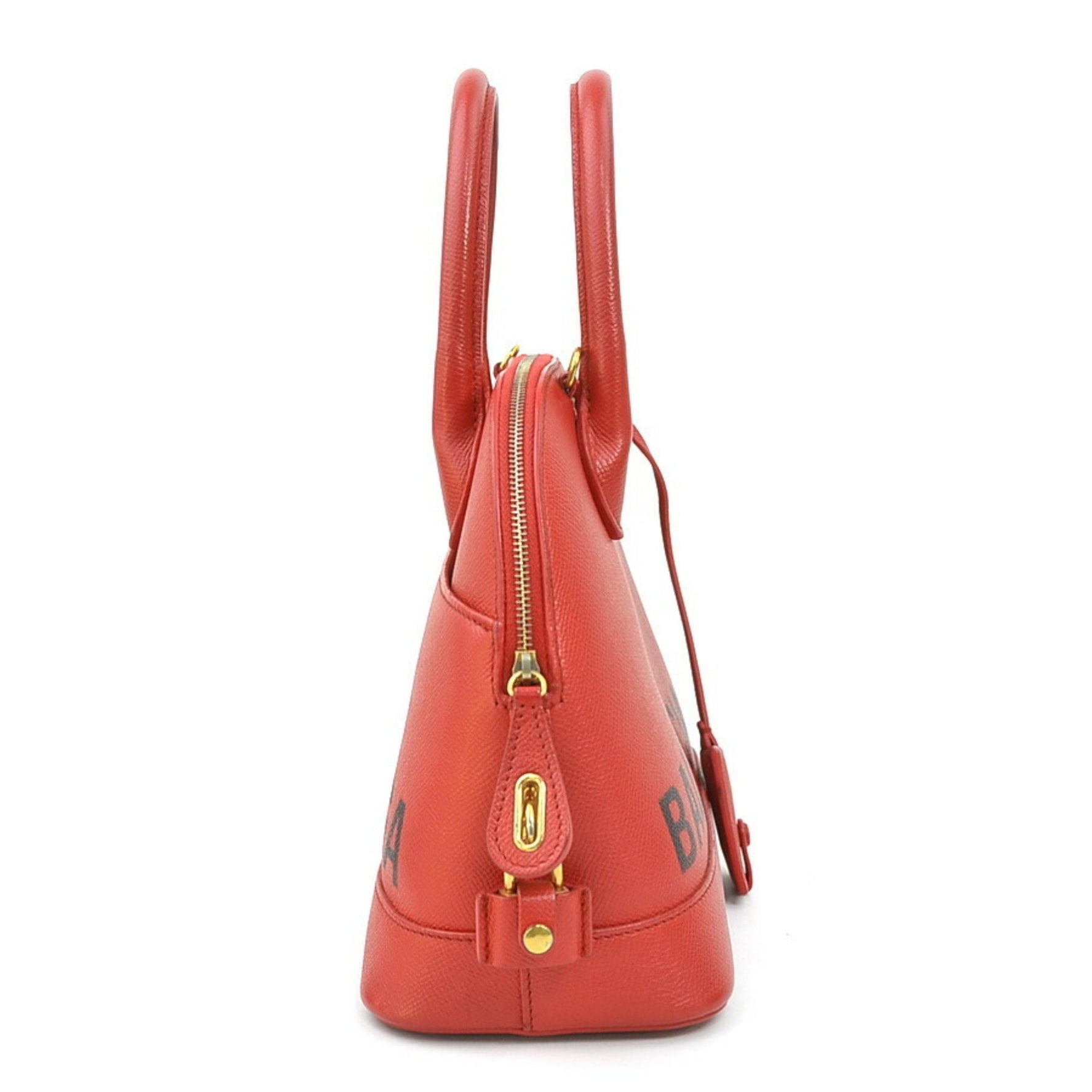 Balenciaga Ville Top Handle Leather Shoulder Bag in Red and Gold, Women's, e60634a