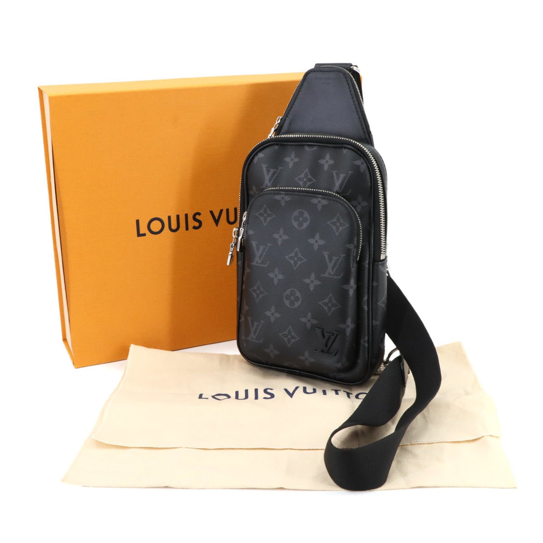 Louis Vuitton Monogram Eclipse Avenue Sling Bag, Black, RFID Bag