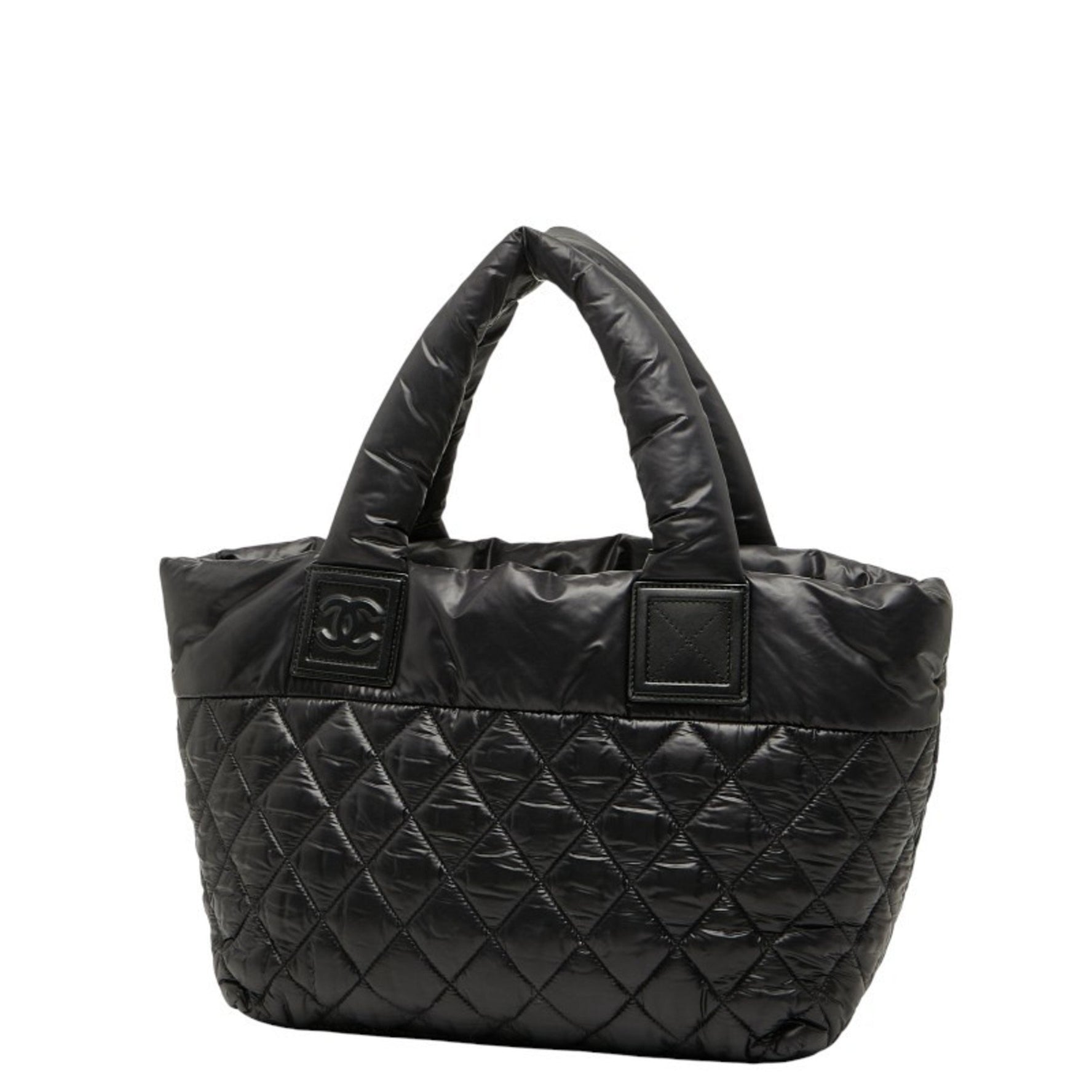 CHANEL Coco Mark Cocoon Matelasse Handbag Tote Bag Nylon Leather