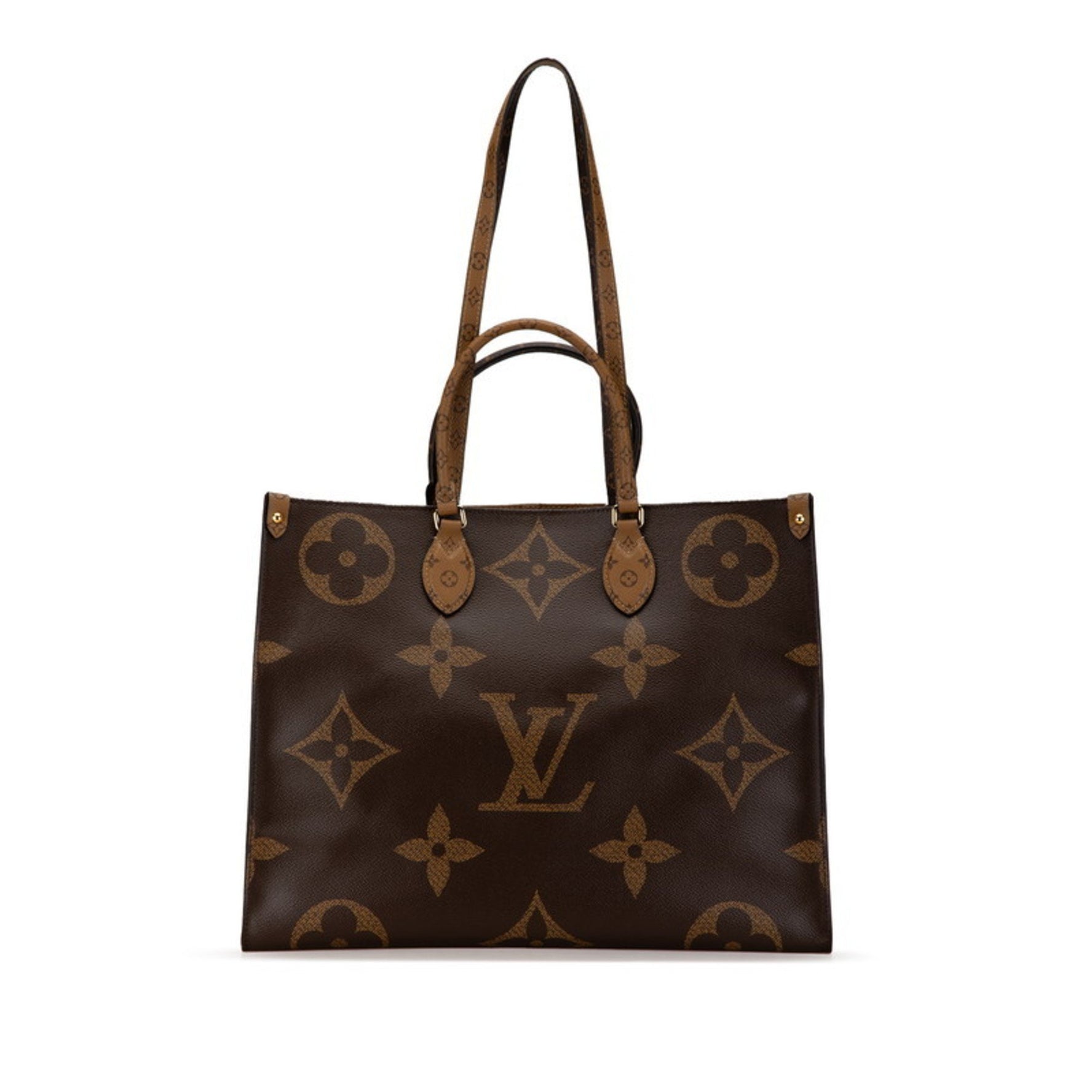 Louis Vuitton Monogram Giant Reverse On-the-Go GM Handbag Tote Bag M44576 Brown PVC Leather Women's LOUIS VUITTON