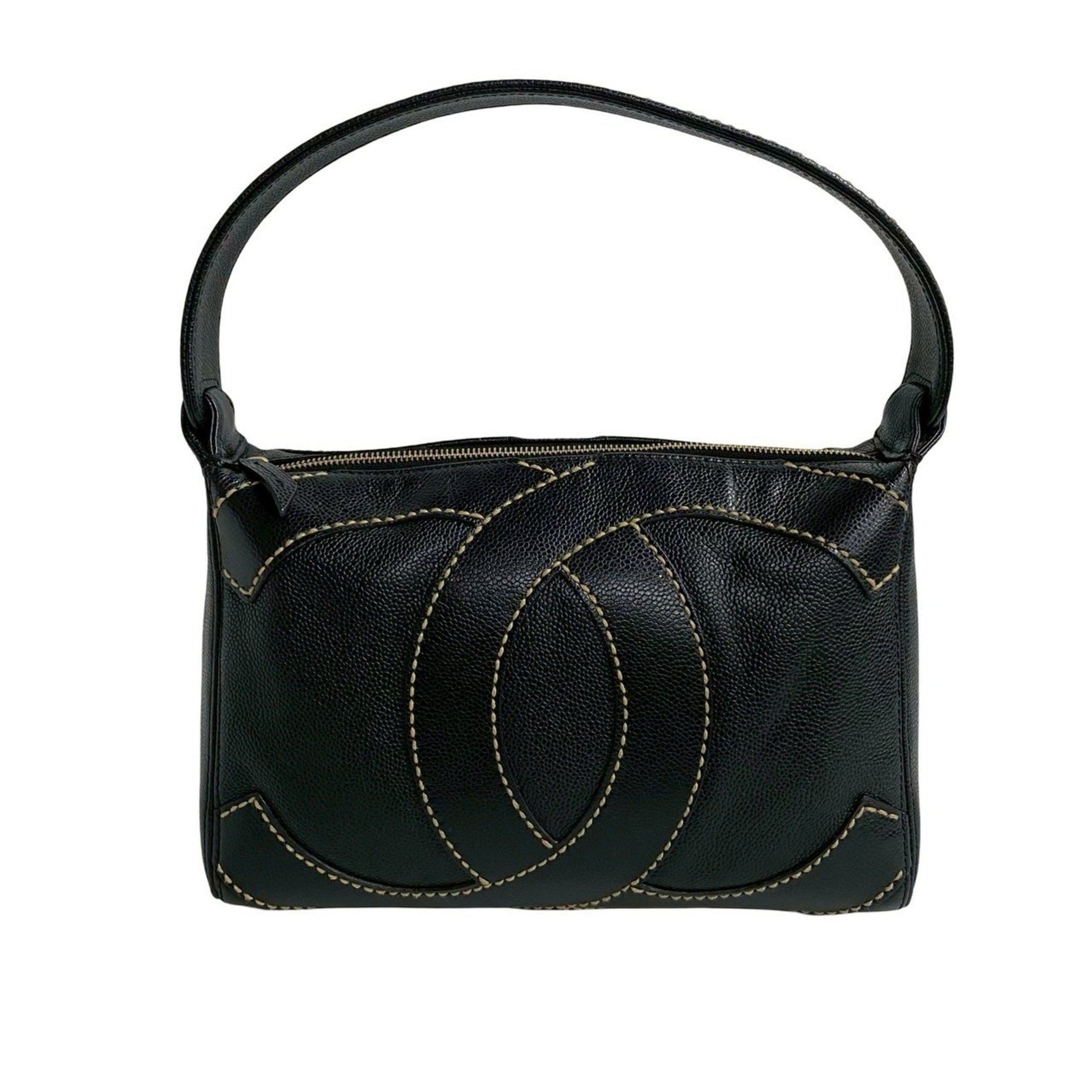 CHANEL Wild Stitch Coco Mark Caviar Leather Handbag in