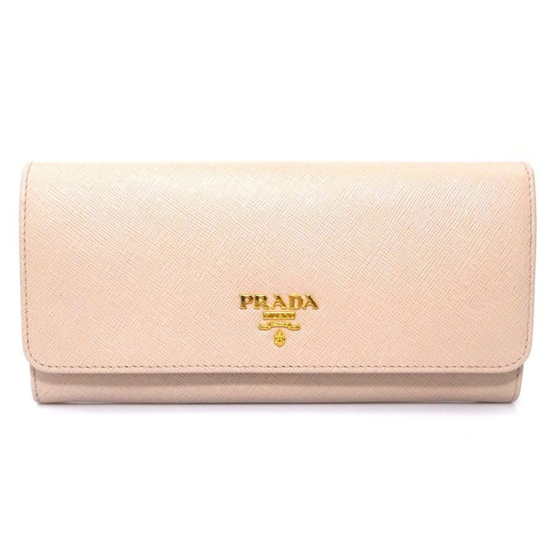 Prada Light Pink Leather Bi-fold Long Wallet