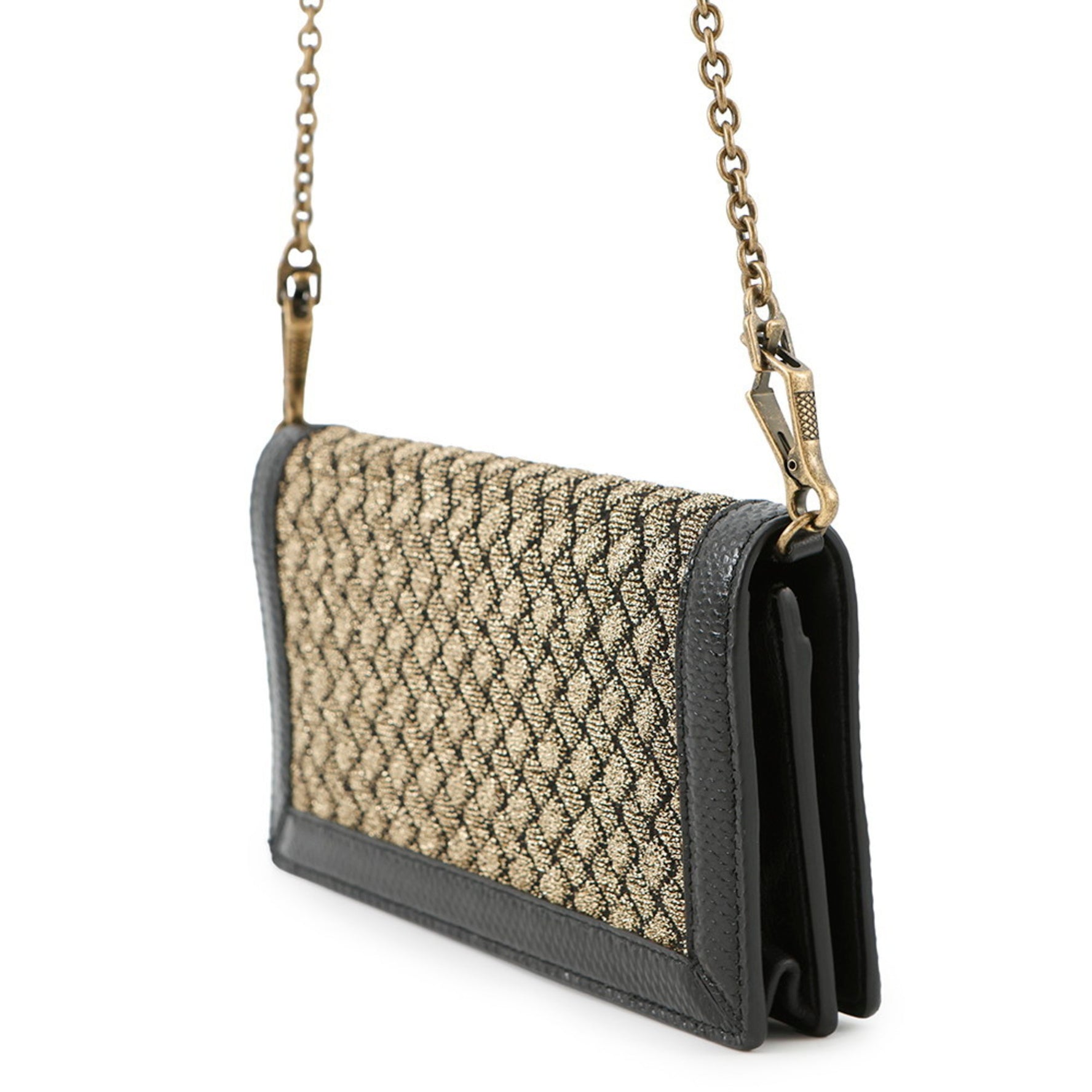 Bottega Veneta Chain Wallet Intrecciato Leather BOTTEGA VENETA Black