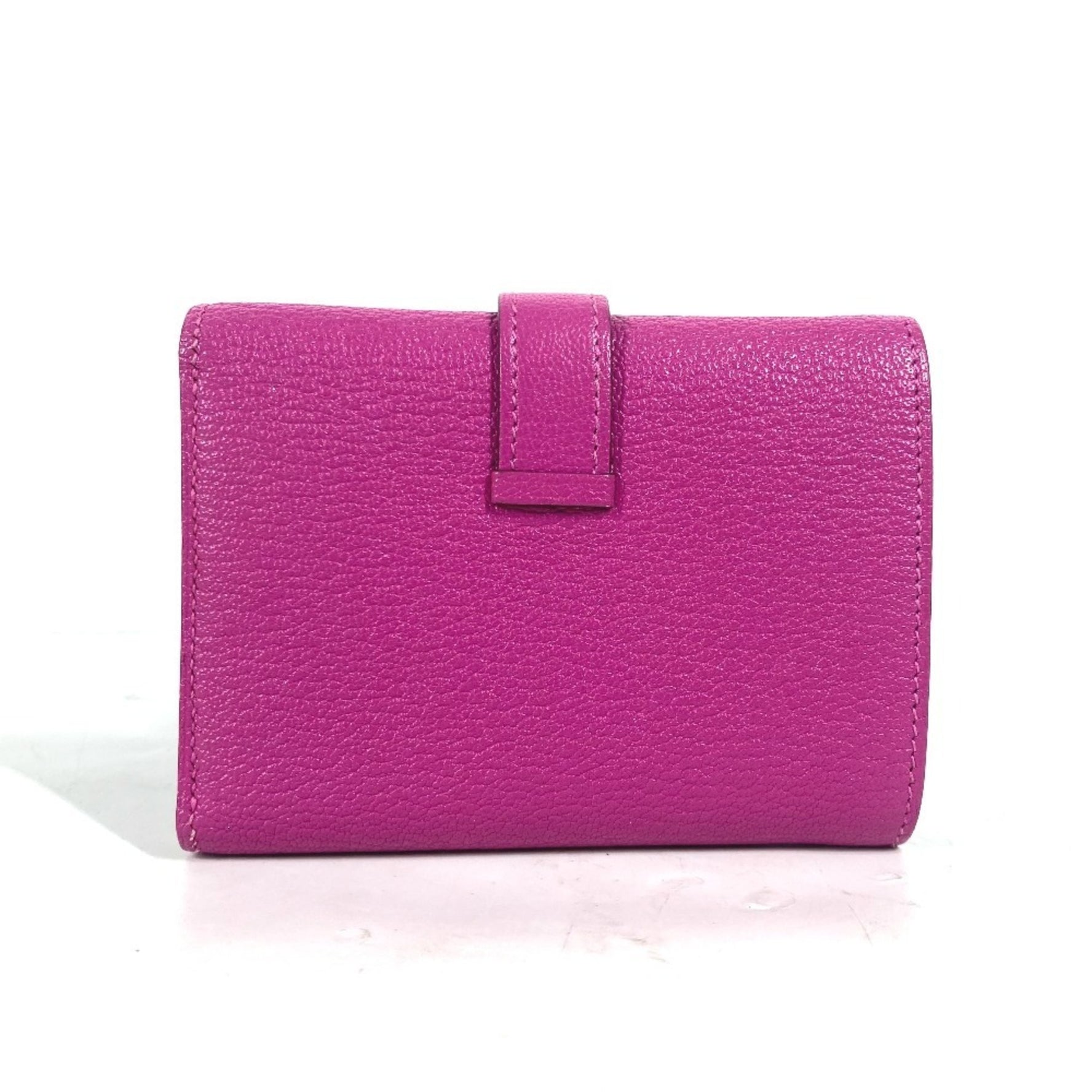 HERMES Bearn Compact Combination Wallet Tri-fold Chevre Ladies Magnolia Pink Purple
