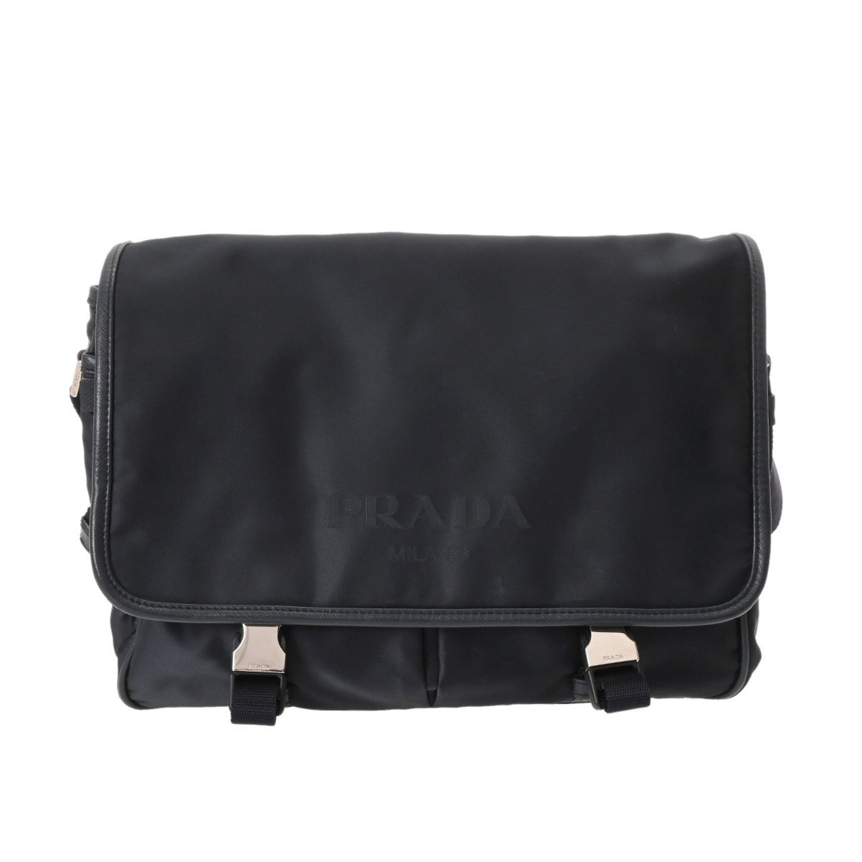 PRADA Logo Flap Bag Unisex Nylon Shoulder AB Rank Pre-owned Ginzo