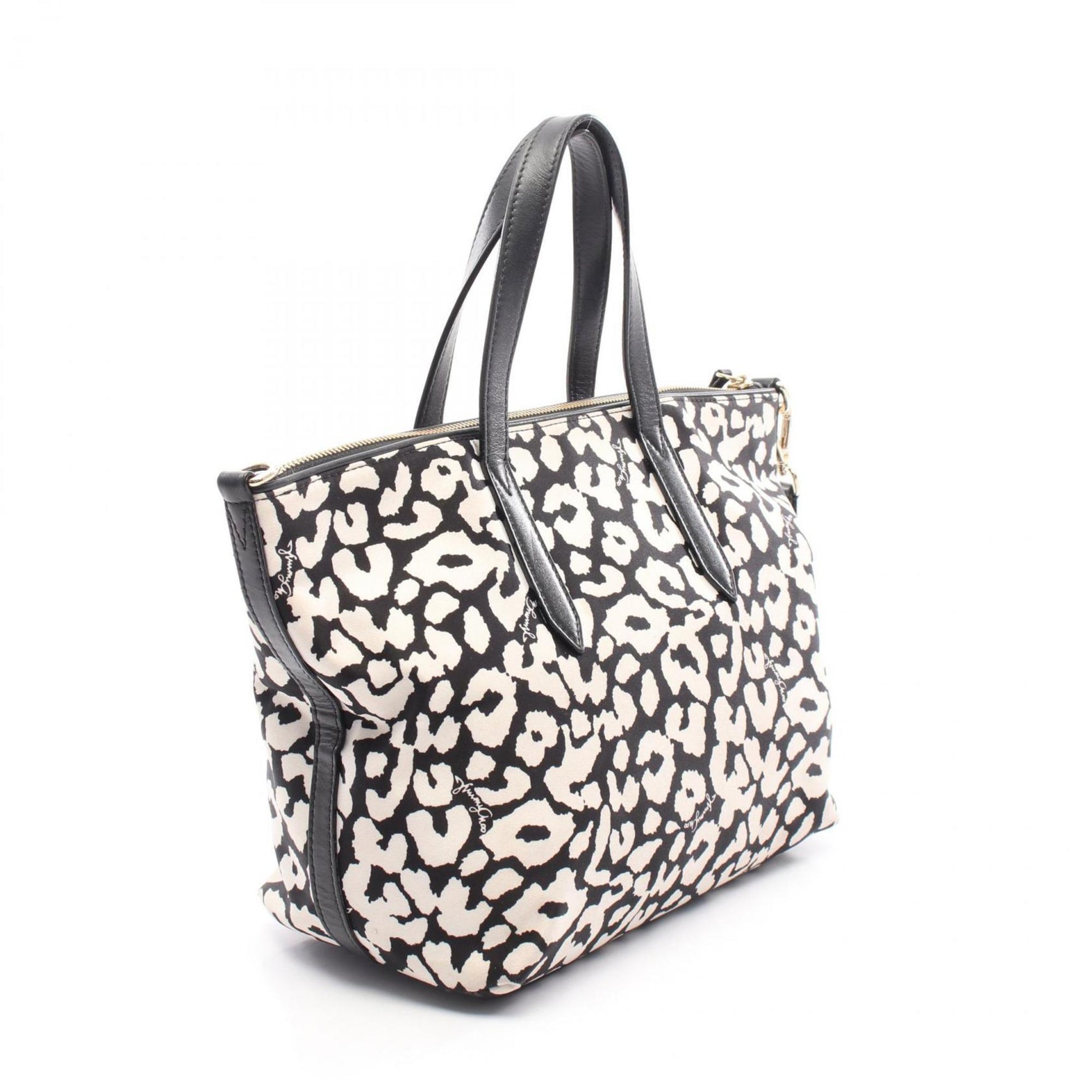 JIMMY CHOO CANDICE TOTE handbag, nylon and leather, black white