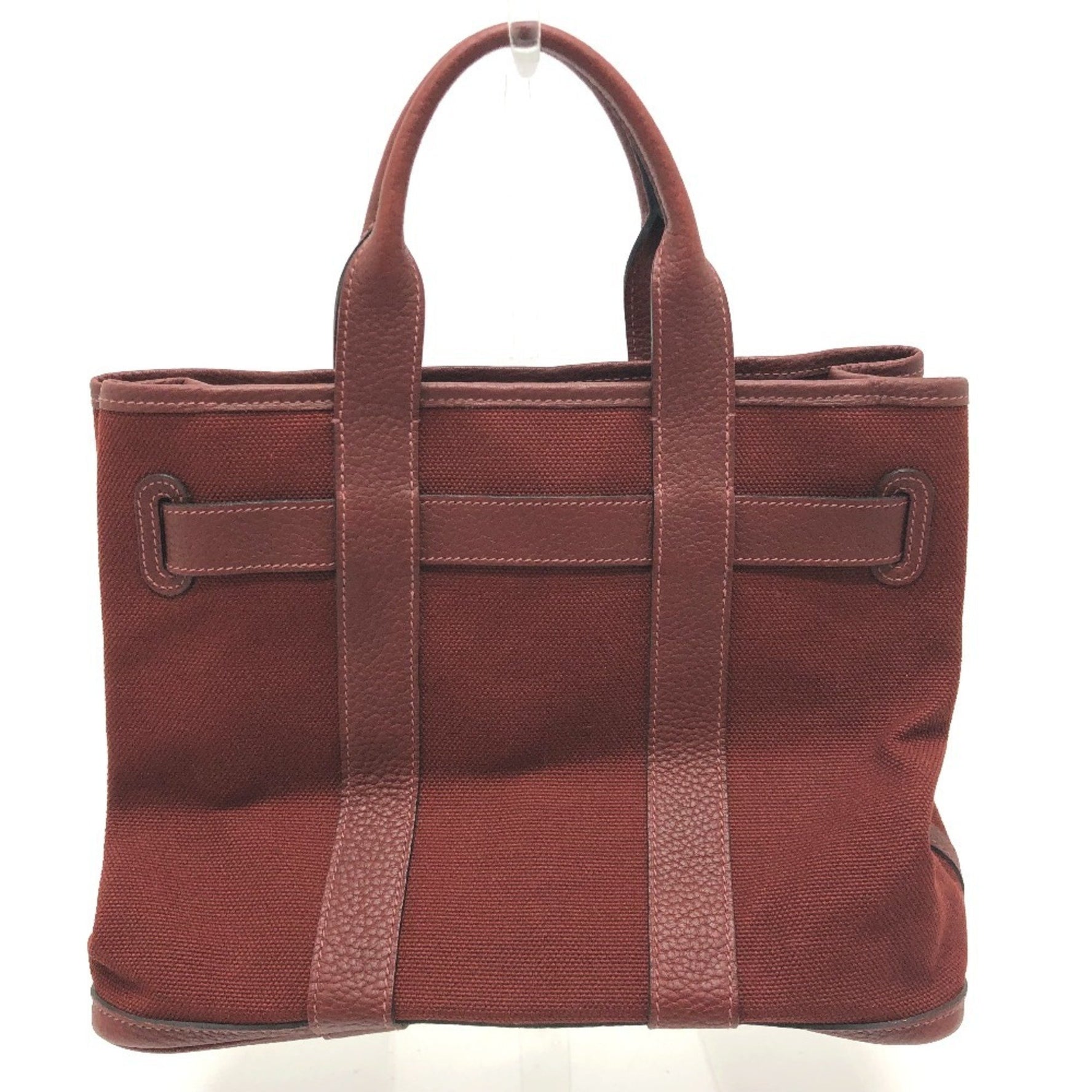 HERMES Petite Santu Tote Bag, Canvas/Leather