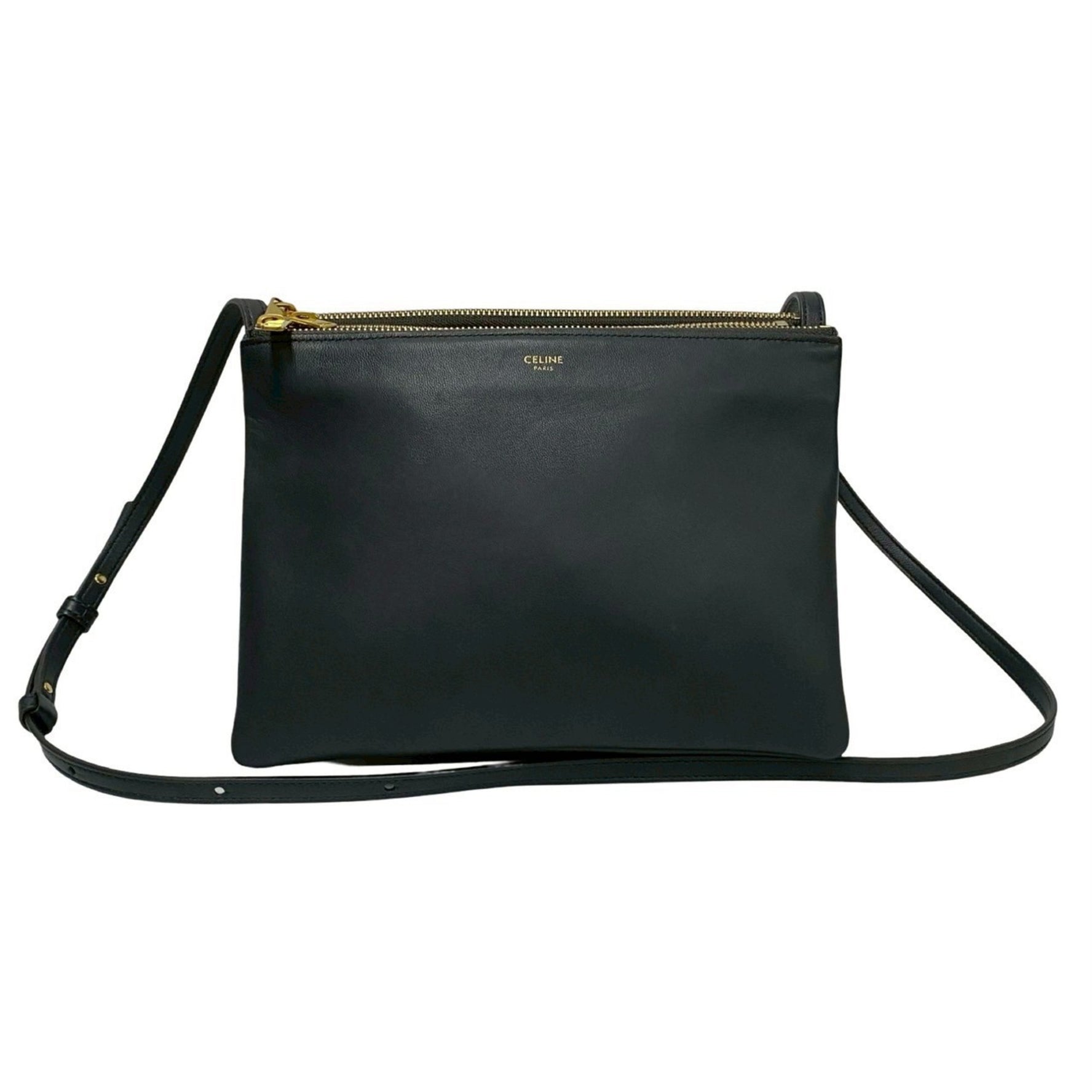 CELINE Trio Small Logo Leather Mini Shoulder Bag Sacoche 01730