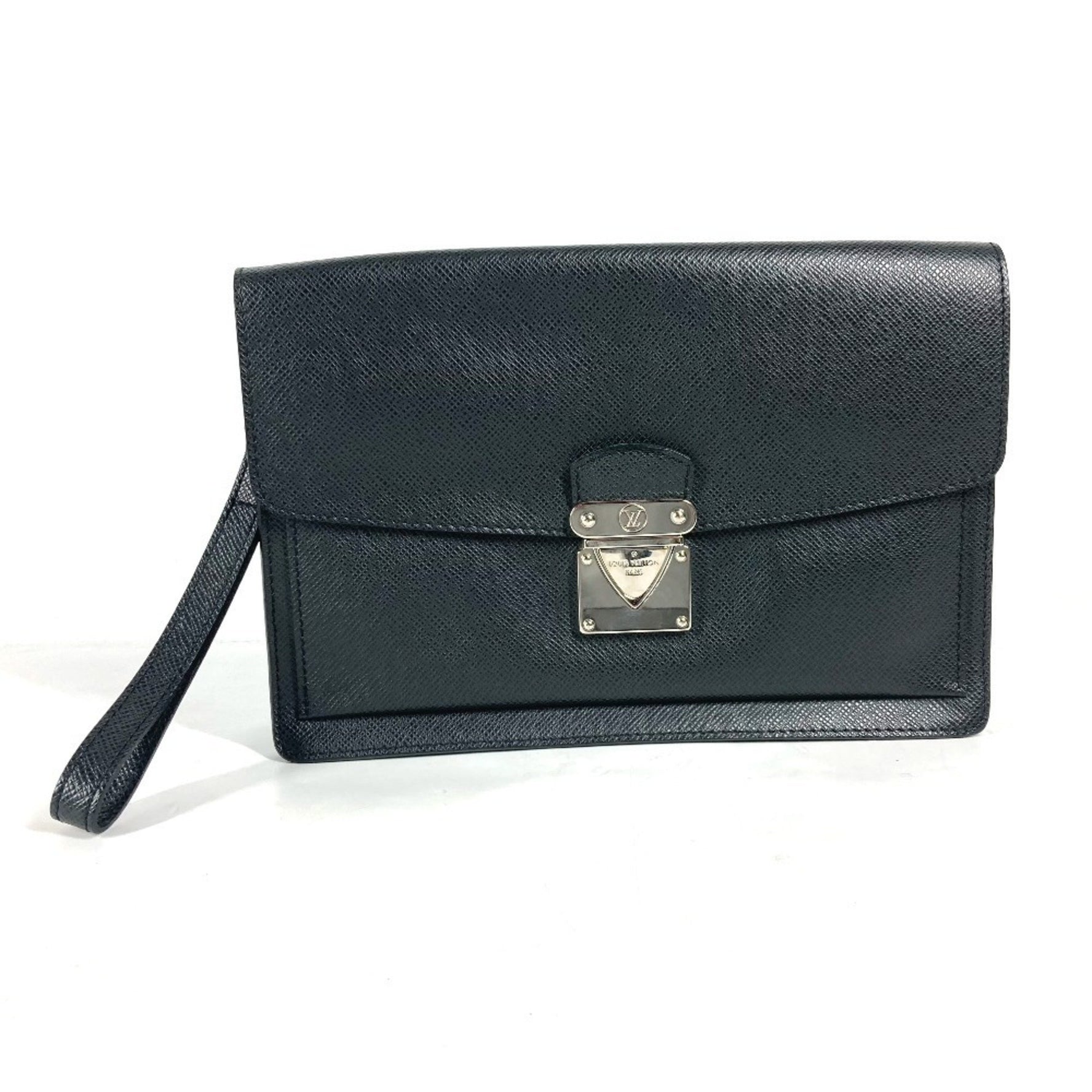Louis Vuitton Taiga Belaia Bag Pouch Clutch with Strap Second Leather Ardoise Black