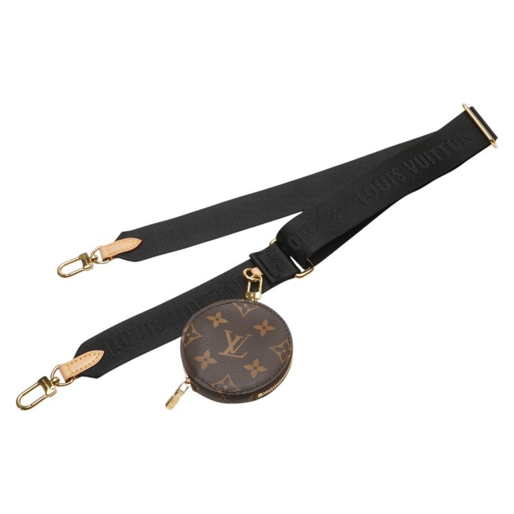 Louis Vuitton Monogram Shoulder Strap Black/Brown Plated Nylon LOUIS VUITTON