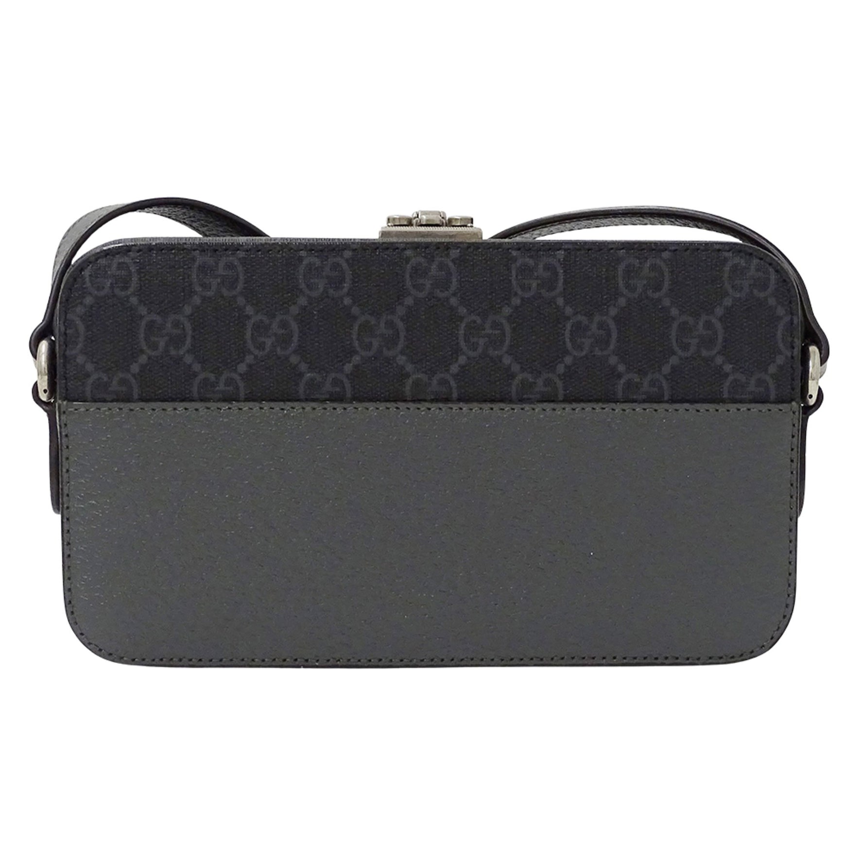 Gucci Shoulder Bag with Cutout Interlocking G GG Supreme Design in Black and Gray - Small Mini Bag, Crossbody