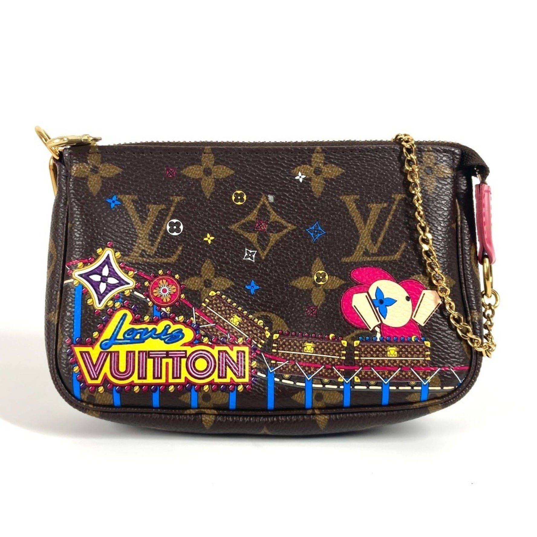 Louis Vuitton Monogram Vivienne Mini Pochette Accessoires Tote Bag Shoulder Handbag Canvas Brown