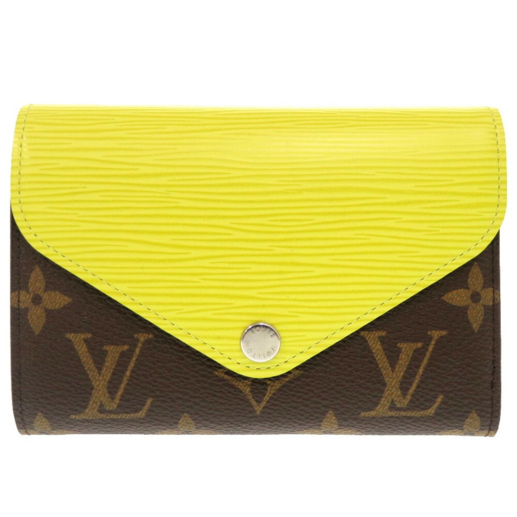 Louis Vuitton Like new Portefeuille Marie-Lou Compact Monogram Epi Leather Tri-fold Wallet Pistachio Yellow LV 0859