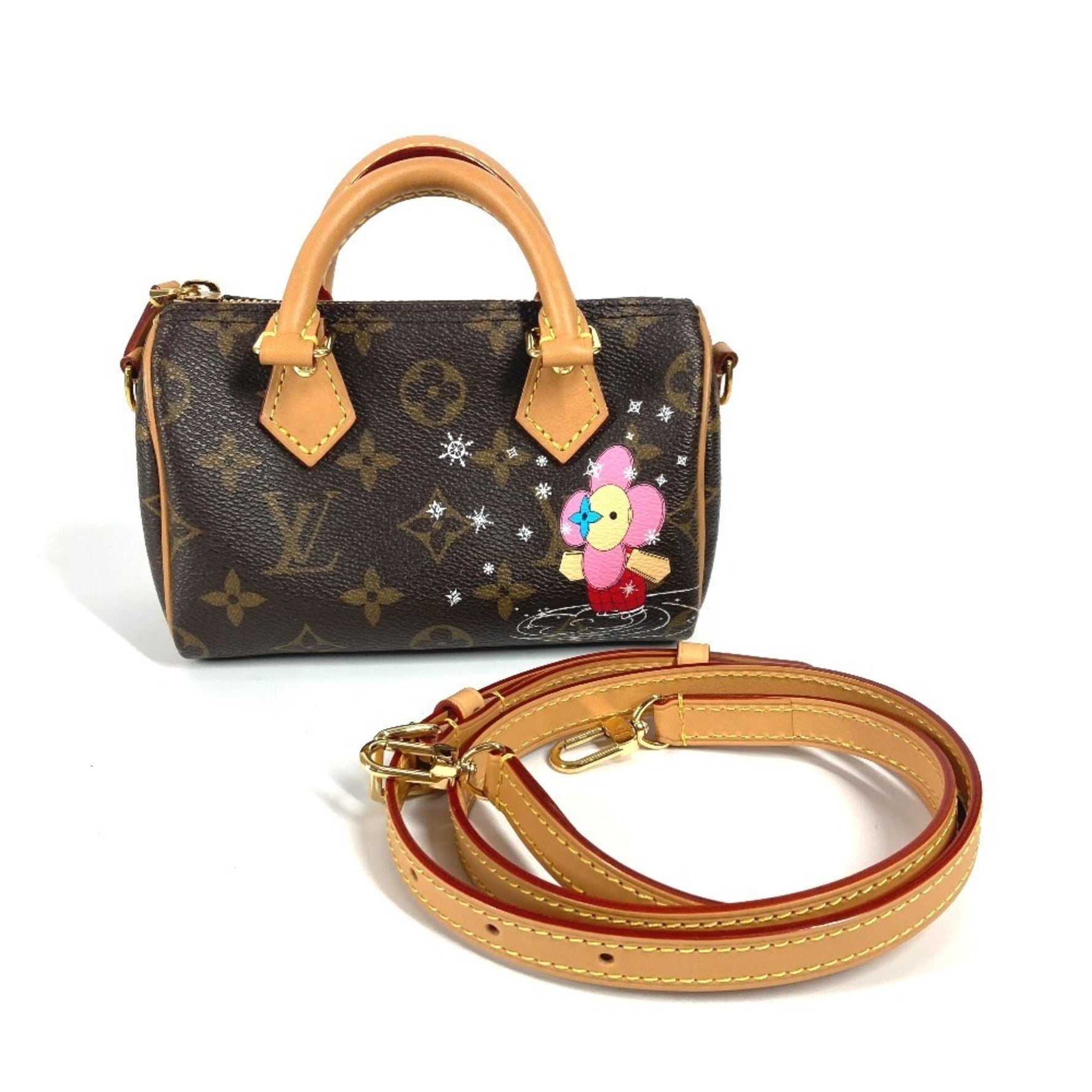 LOUIS VUITTON Monogram Vivienne Nano Speedy Shoulder Bag Pochette Mini Boston Handbag Canvas Women's Brown