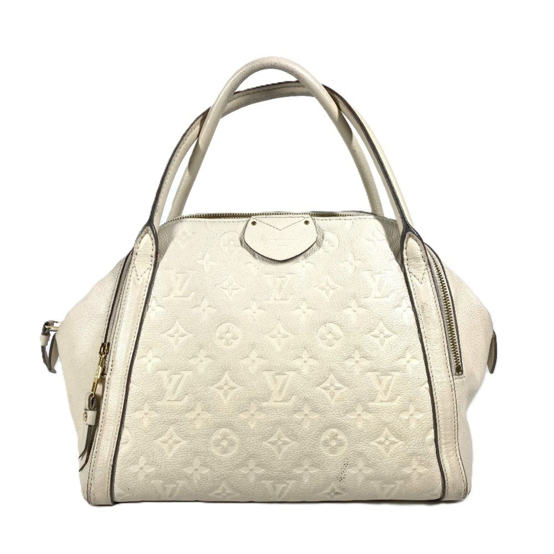 Louis Vuitton Monogram Empreinte Marais MM Tote Bag Shoulder Handbag Leather Neige White