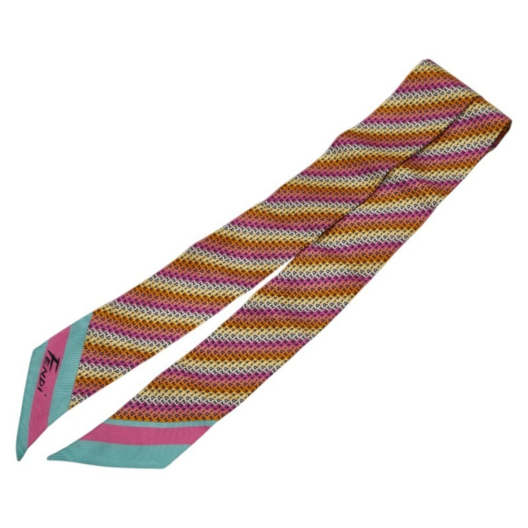 FENDI Rappy Bandeau Reversible Scarf AJWK Multicolor Silk