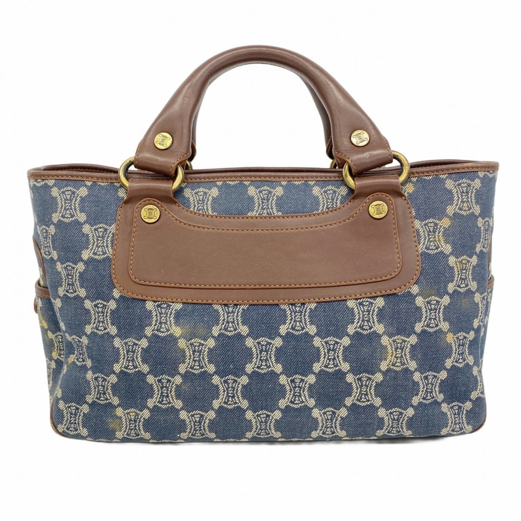 Celine Paris Macadam Denim Handbag in Blue and Brown