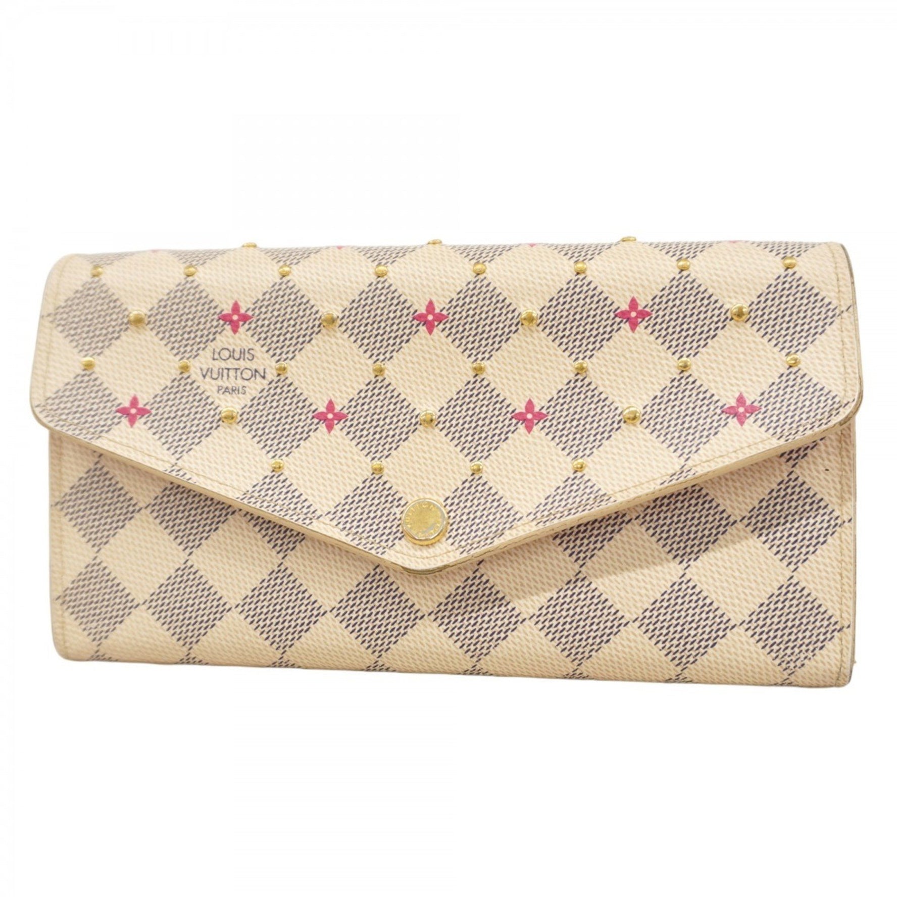 Louis Vuitton Damier Azur Portefeuille Sarah M45296 Long Wallet, White, Women's, P1149455
