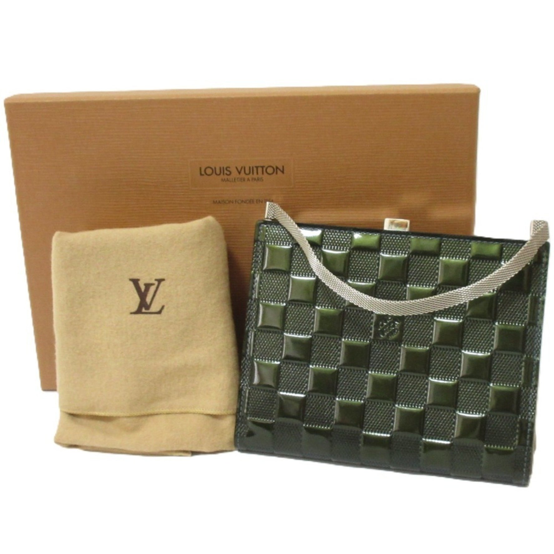 Louis Vuitton Ange Damier Vernis Mini Handbag Party Bag Petrol