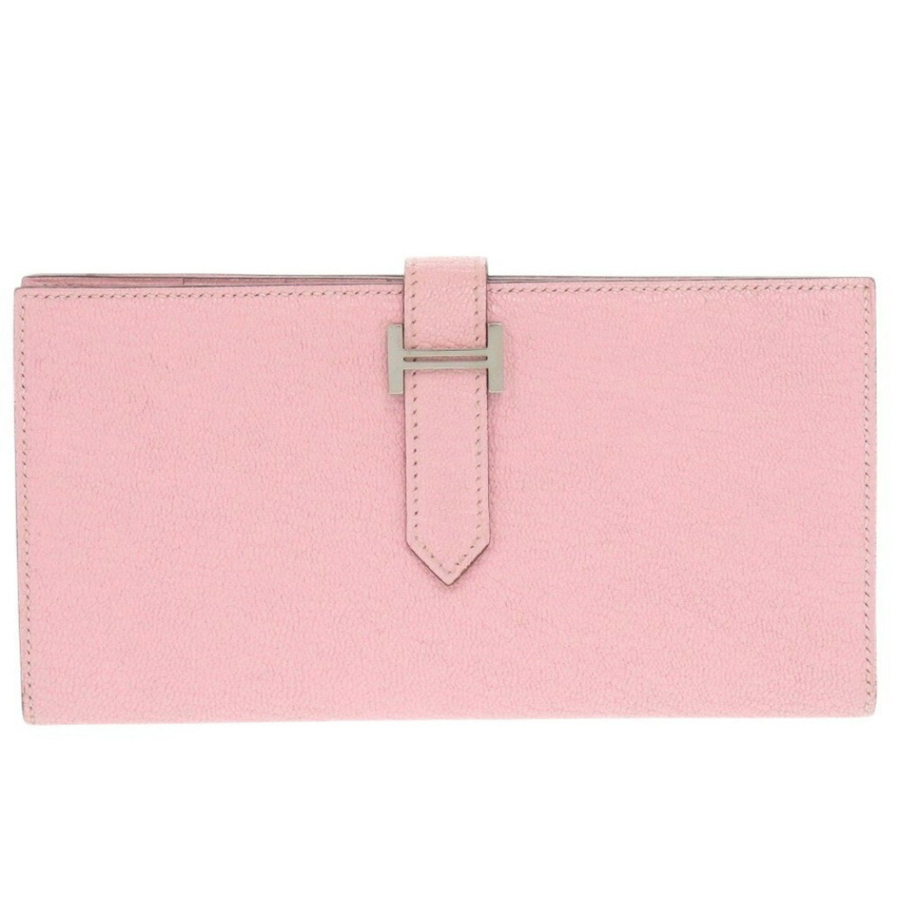 Hermes Bearn Soufflet Chevre Rose Sakura T Stamp (2015) Long Wallet Pink 1425HERMES