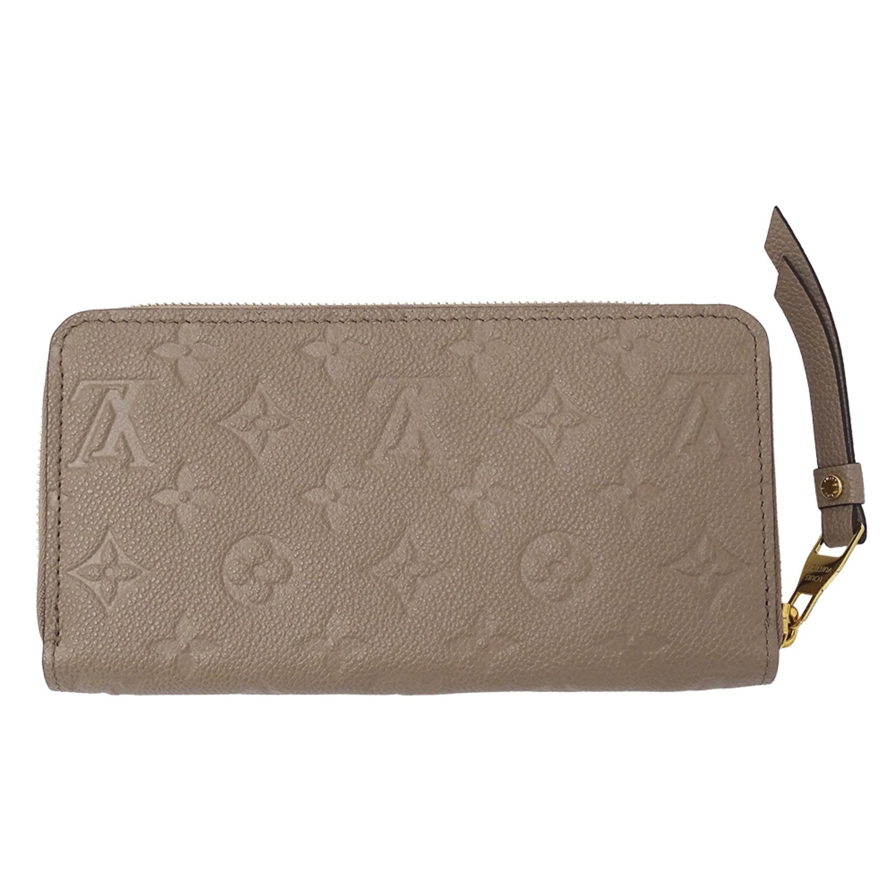 Louis Vuitton Monogram Empreinte Brand Long Wallet Zippy Tourterelle Round Zipper Beige