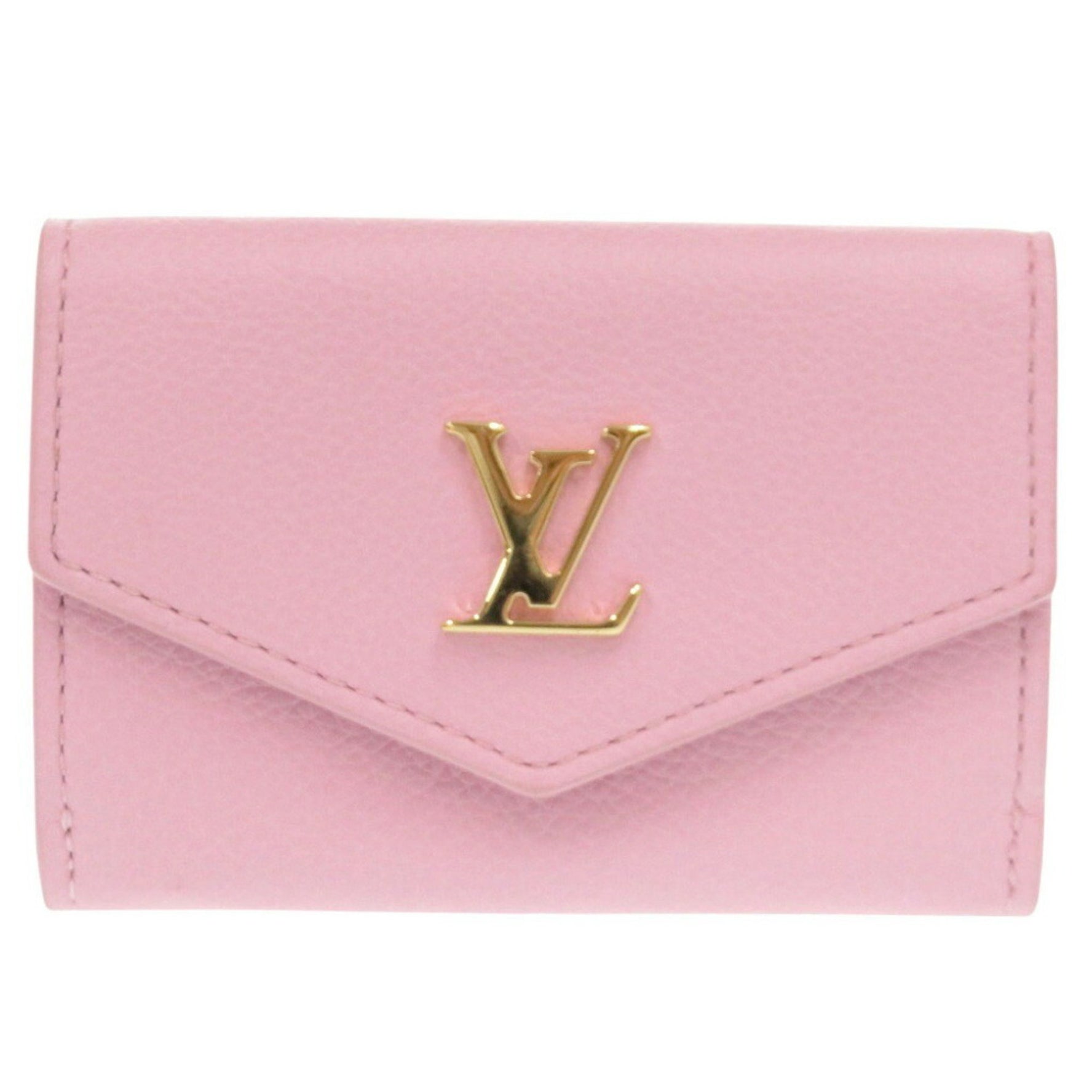 Louis Vuitton Portefeuille Lock M80088 Leather Pink Tri-fold Wallet 1592LOUIS VUITTON