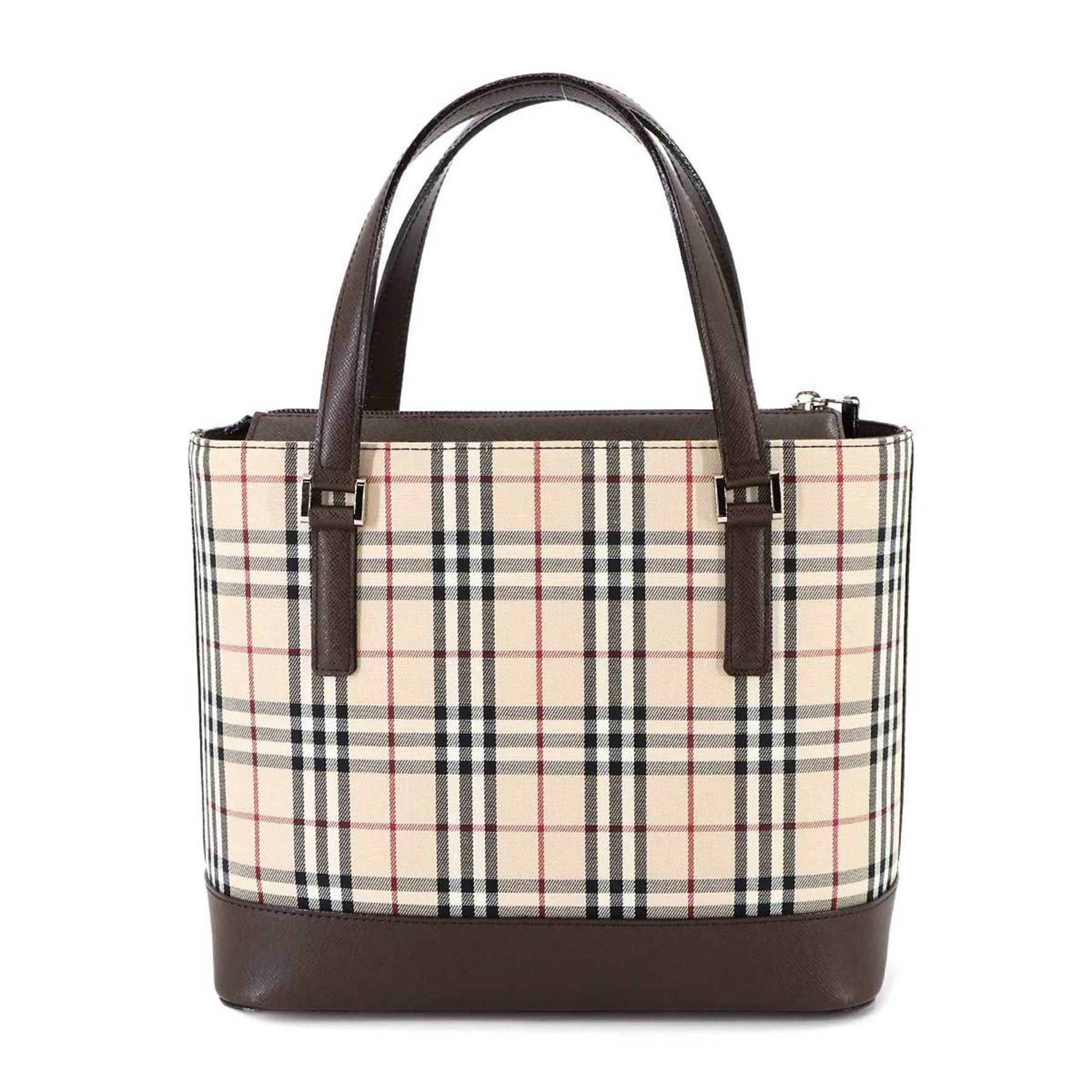 Burberry Nova Check Handbag Canvas Leather Beige Brown Hand Bag