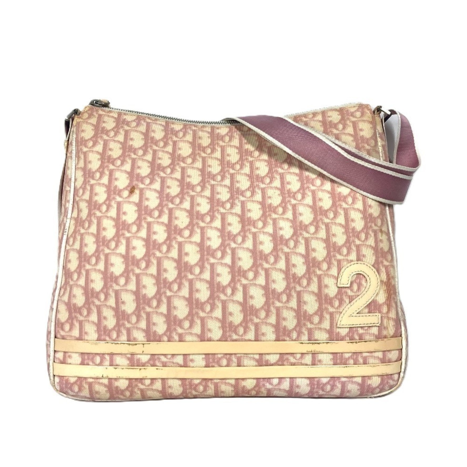 Christian Dior Dior Trotter No. 2 Logo Bag, Crossbody Shoulder Leather, Pink