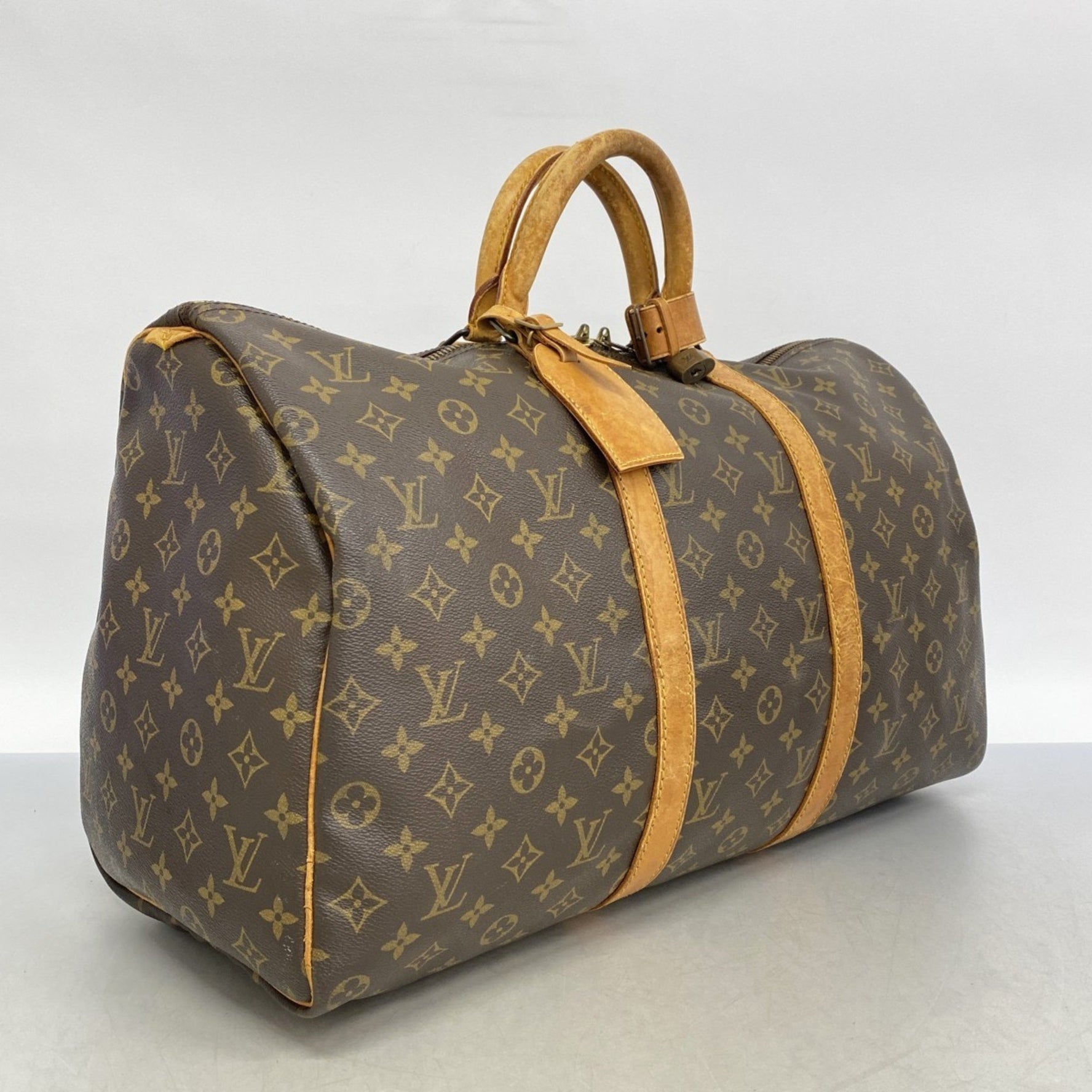 Louis Vuitton Monogram Keepall 50 Boston Bag M41426 Brown Men's and Women's