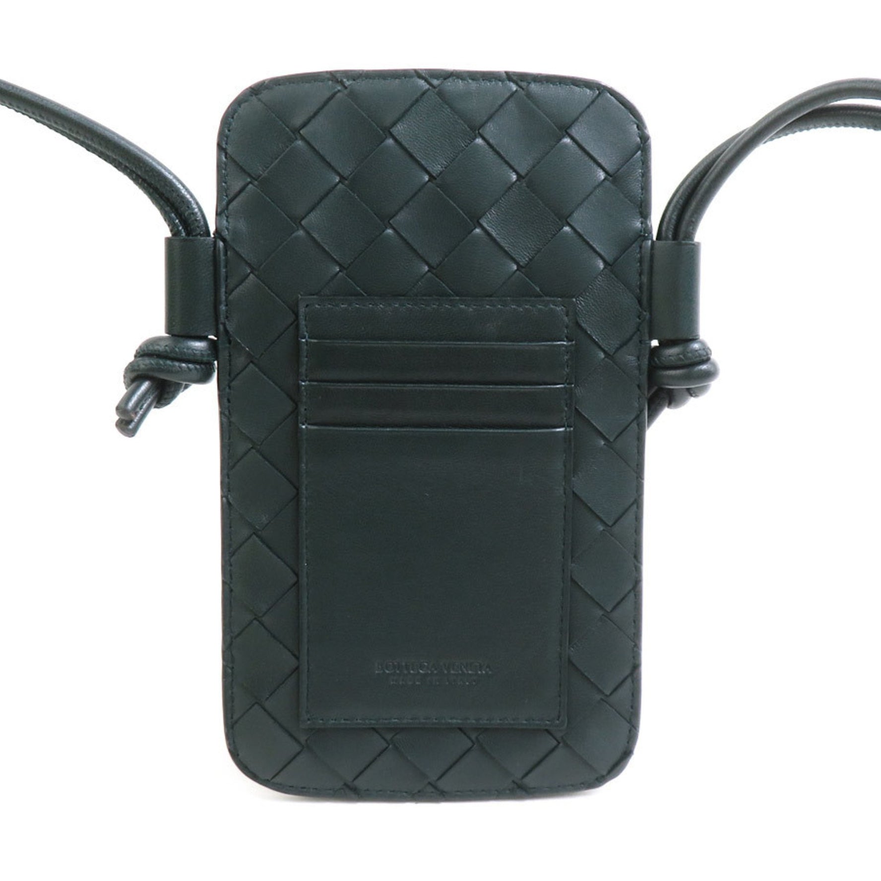 Bottega Veneta smartphone case/pouch in dark green intrecciato leather
