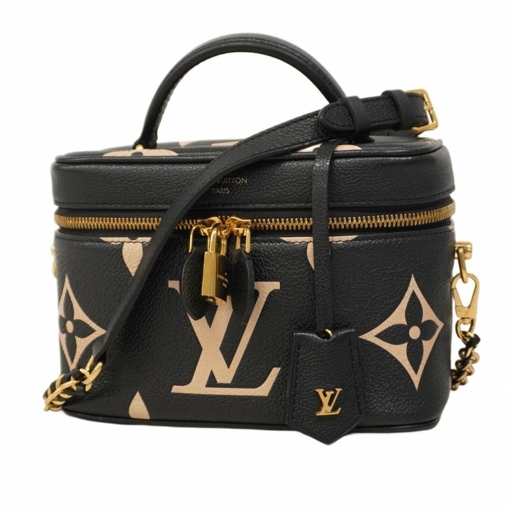 Louis Vuitton Monogram Empreinte Two-Tone Vanity PM Handbag Black/Beige Bag