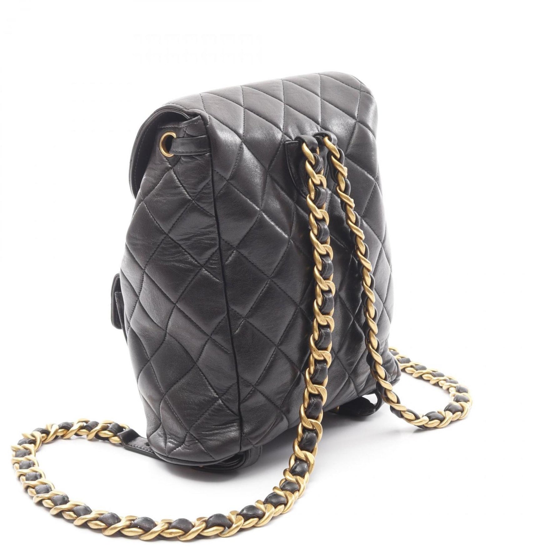 CHANEL Matelasse Backpack Bag in Lambskin Leather, Women's, Black, A10177