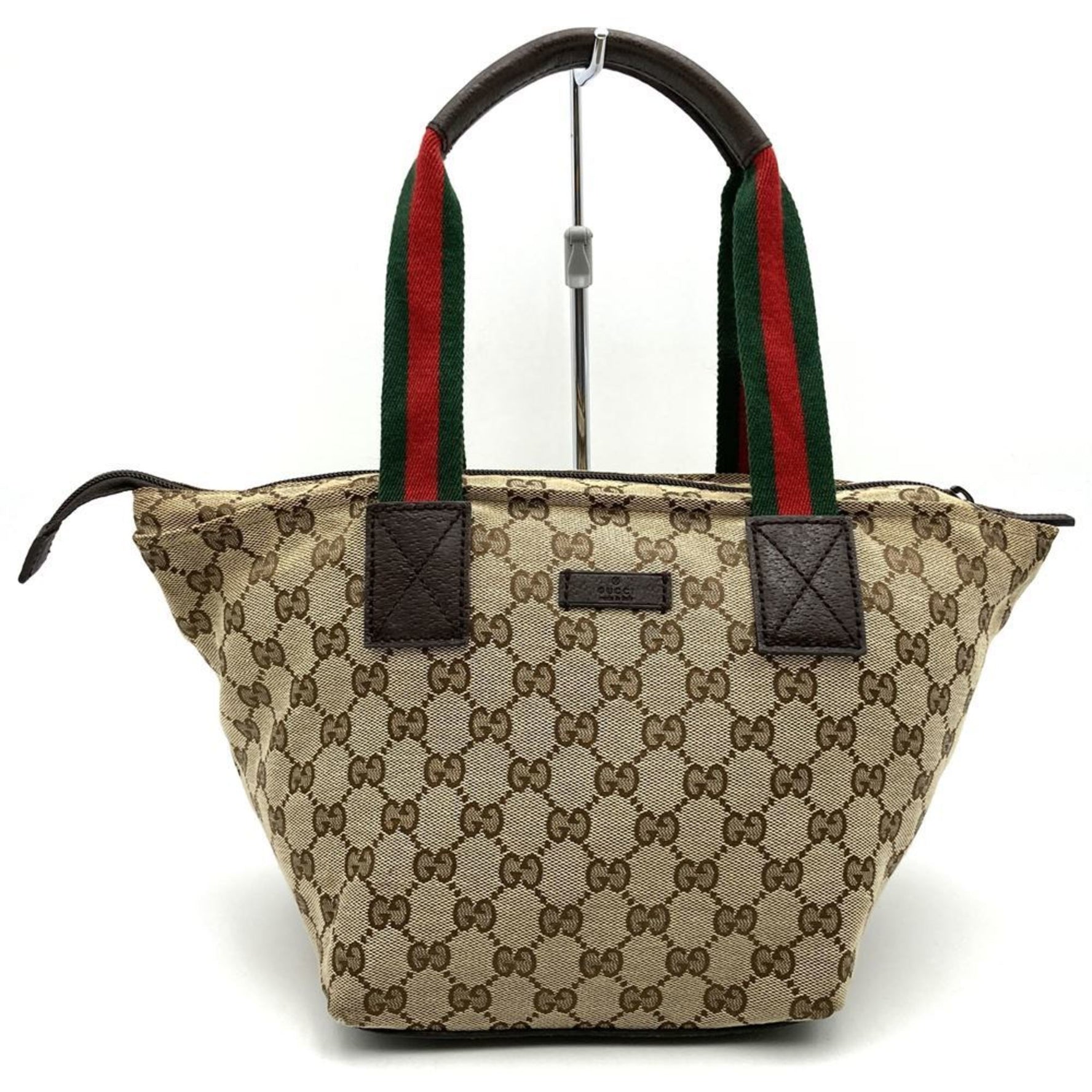GUCCI GG Canvas Sherry Line Handbag Leather