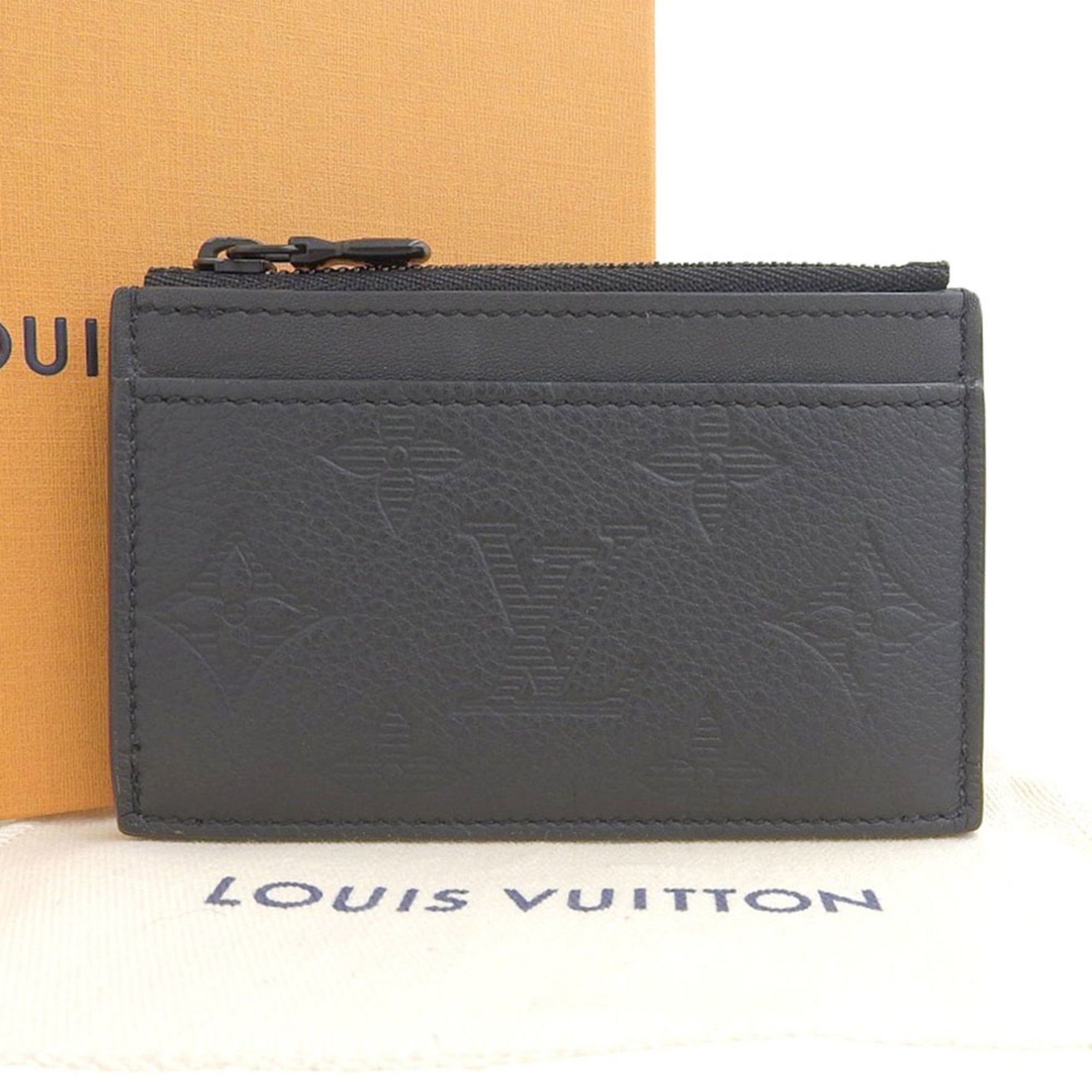 Louis Vuitton Monogram Shadow Compact Coin Card Holder Purse Black
