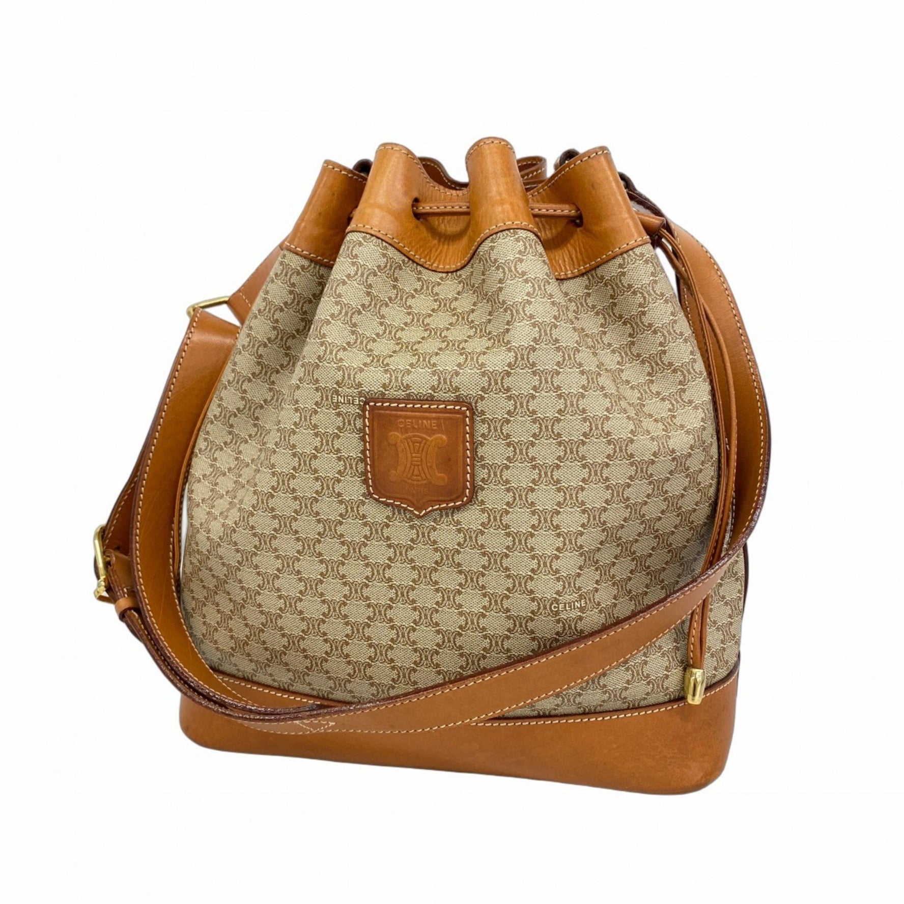 Celine Shoulder Bag Macadam Beige Brown