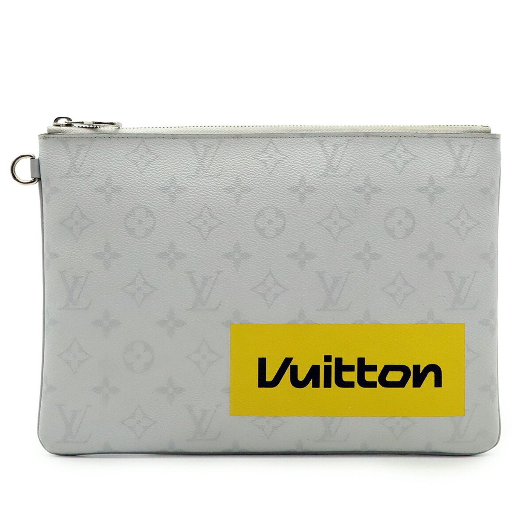 Louis Vuitton Monogram Zip Pouch GM Second Bag Clutch Leather Light Gray