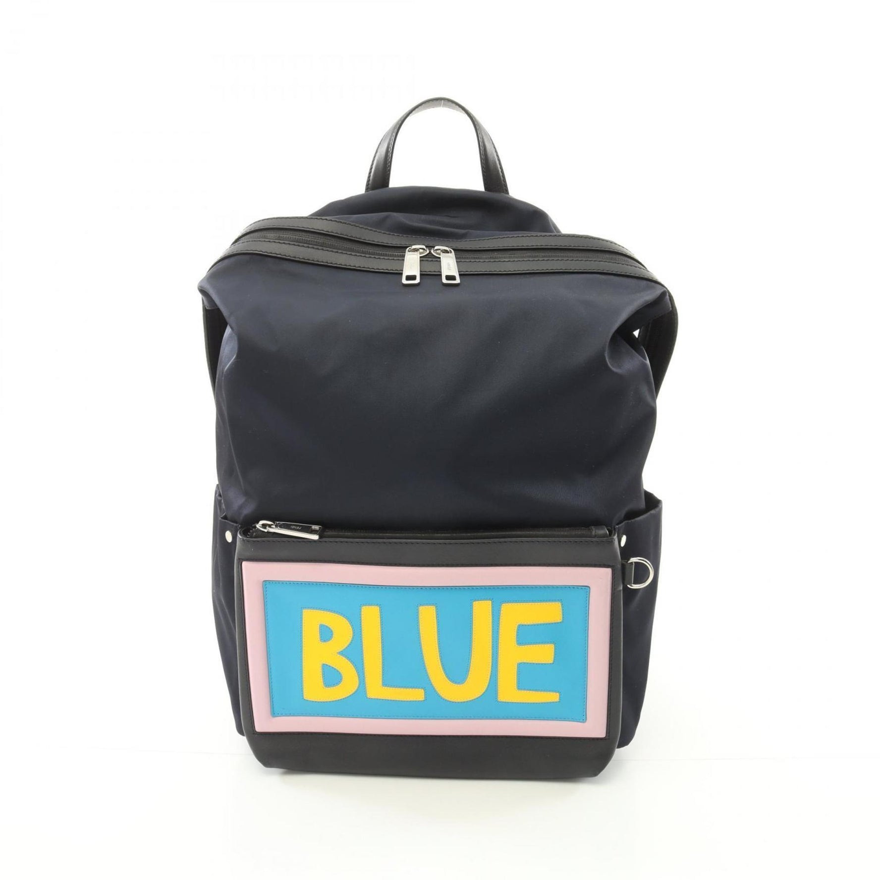 FENDI Vocabulary BLUE Backpack Nylon Leather Navy Multicolor