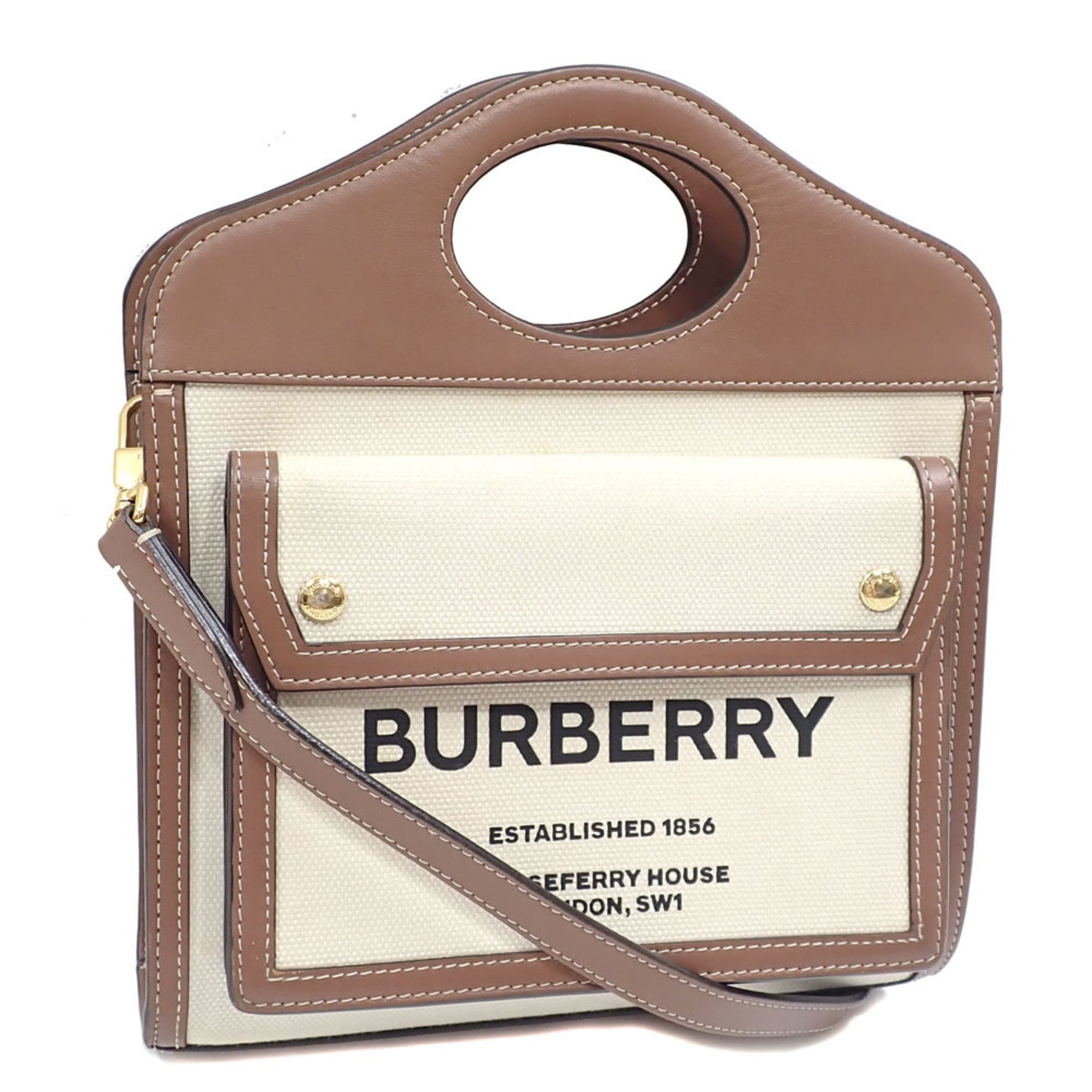 Burberry handbag for women in brown, ivory, canvas and leather shoulder bag A219630