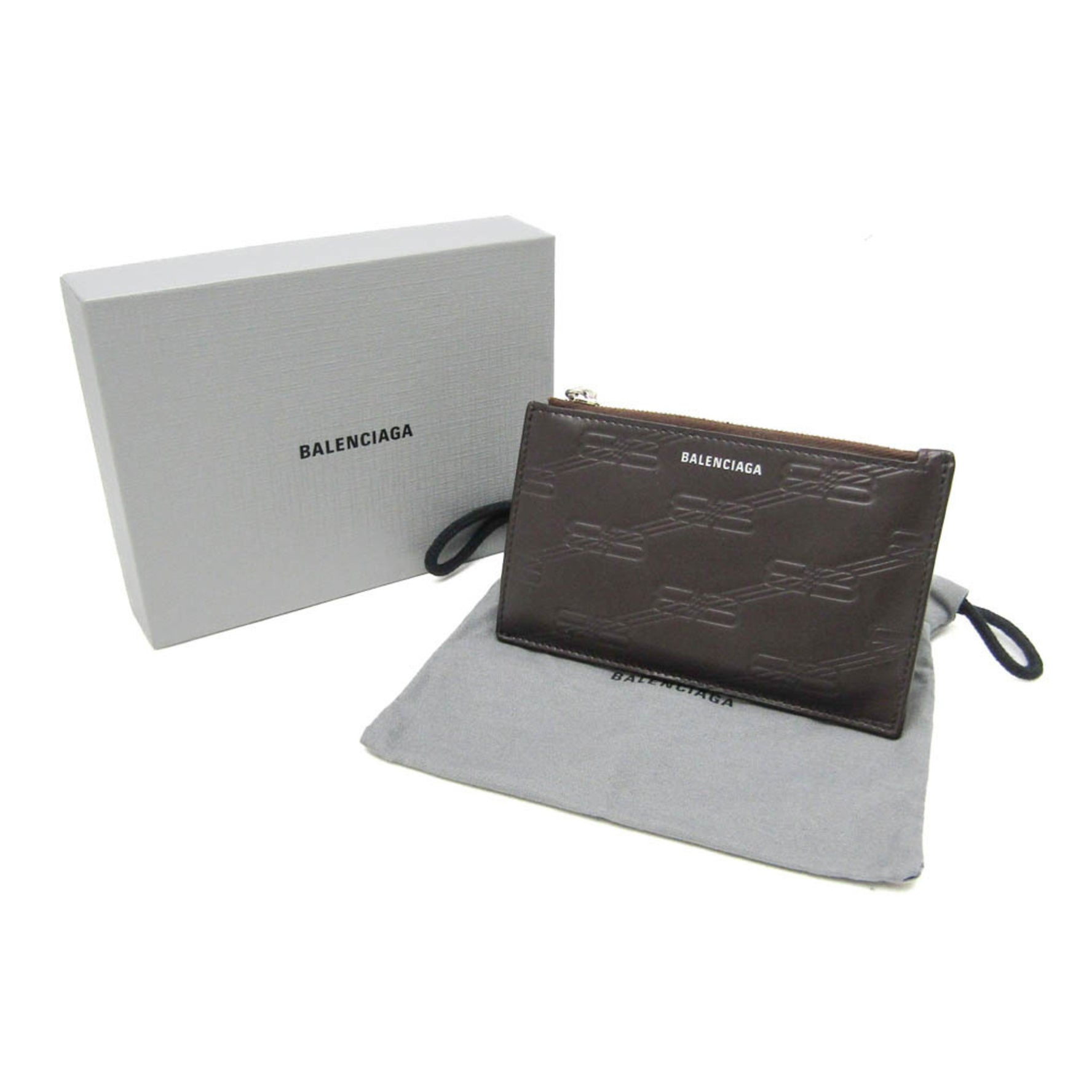 Balenciaga Fragment Case Coin Case Leather Card Case Dark Brown