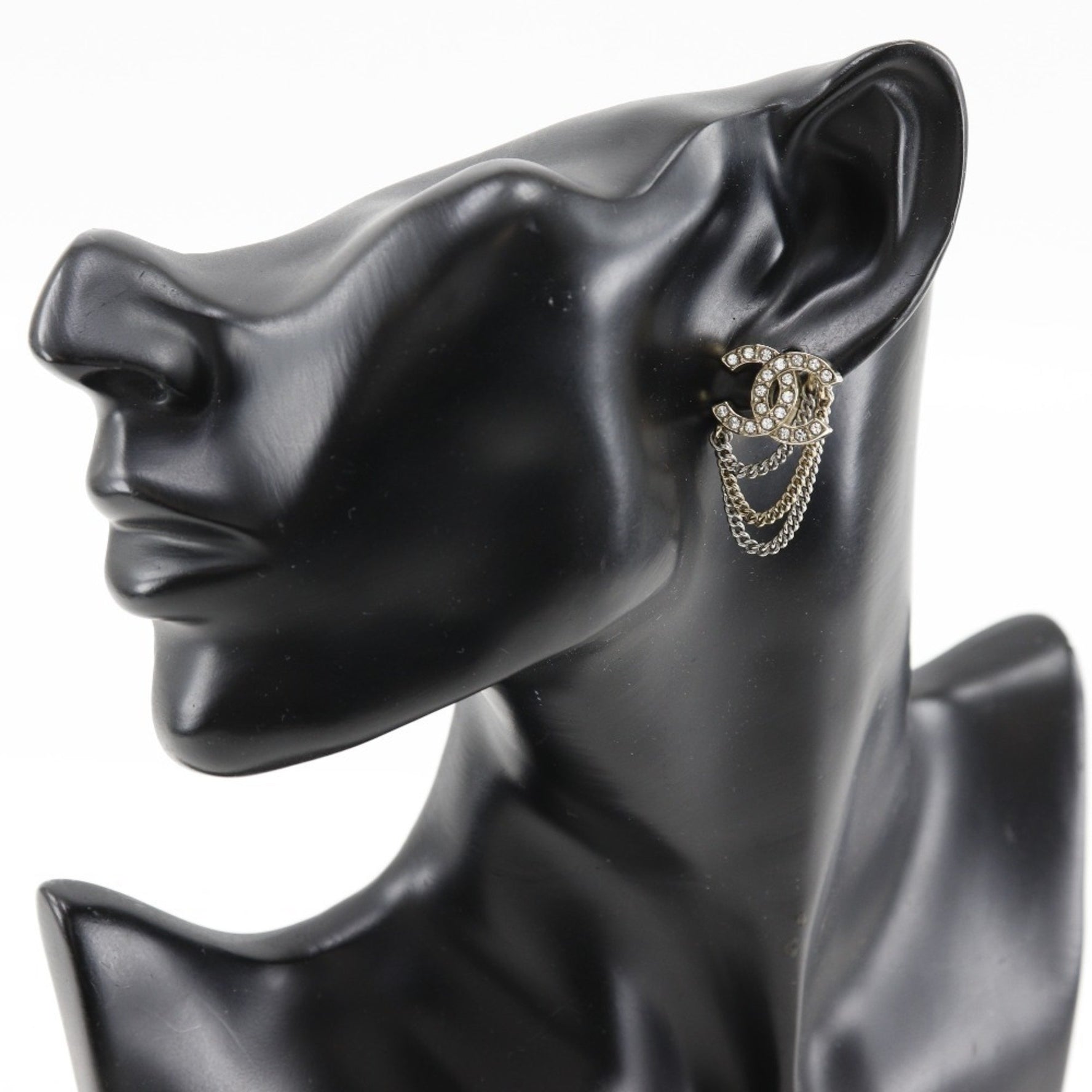 CHANEL COCO Mark Chain Earrings A21B x Metal Rhinestones Approx. 7.96g Women's