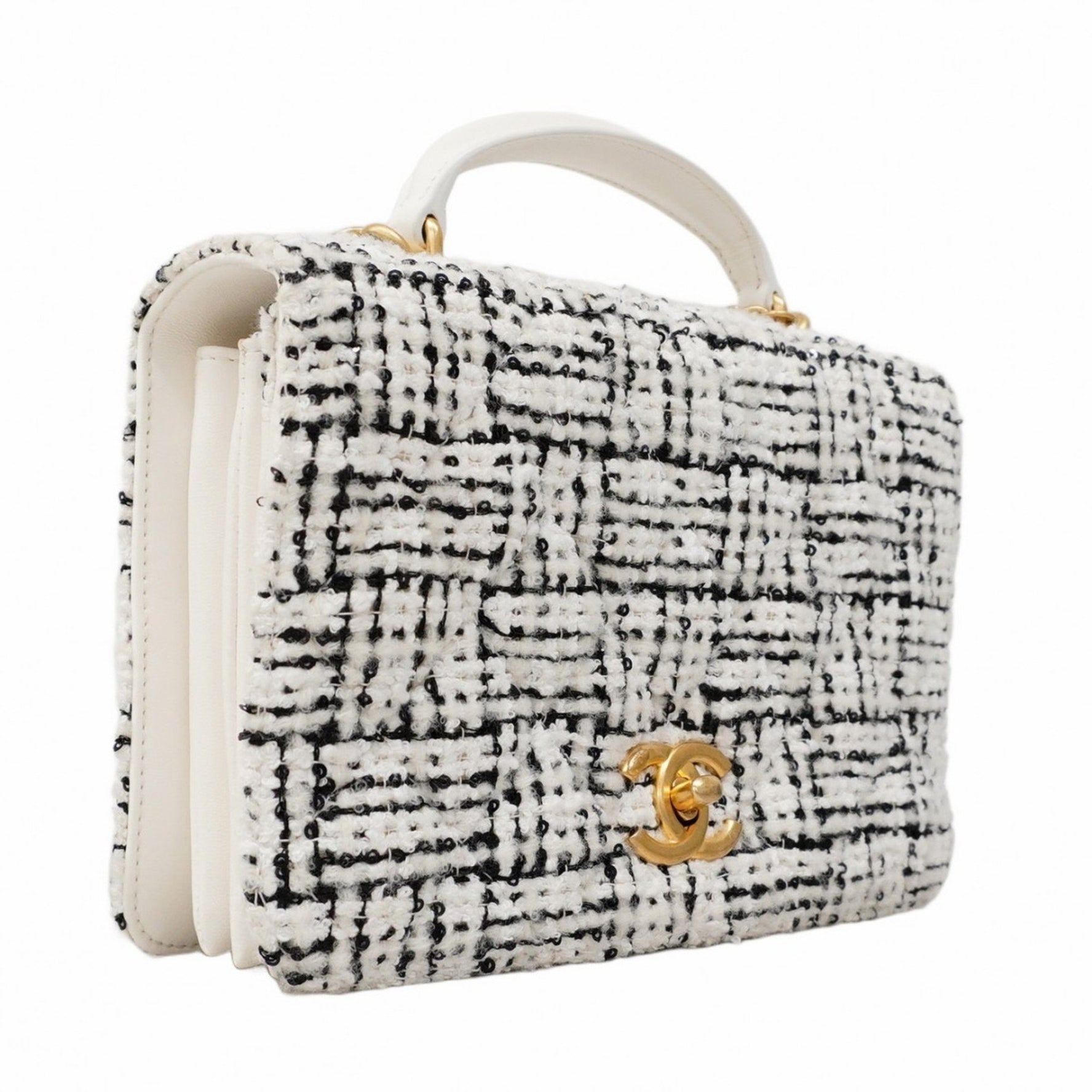 Chanel Matelasse Chain Tweed Handbag, Bag