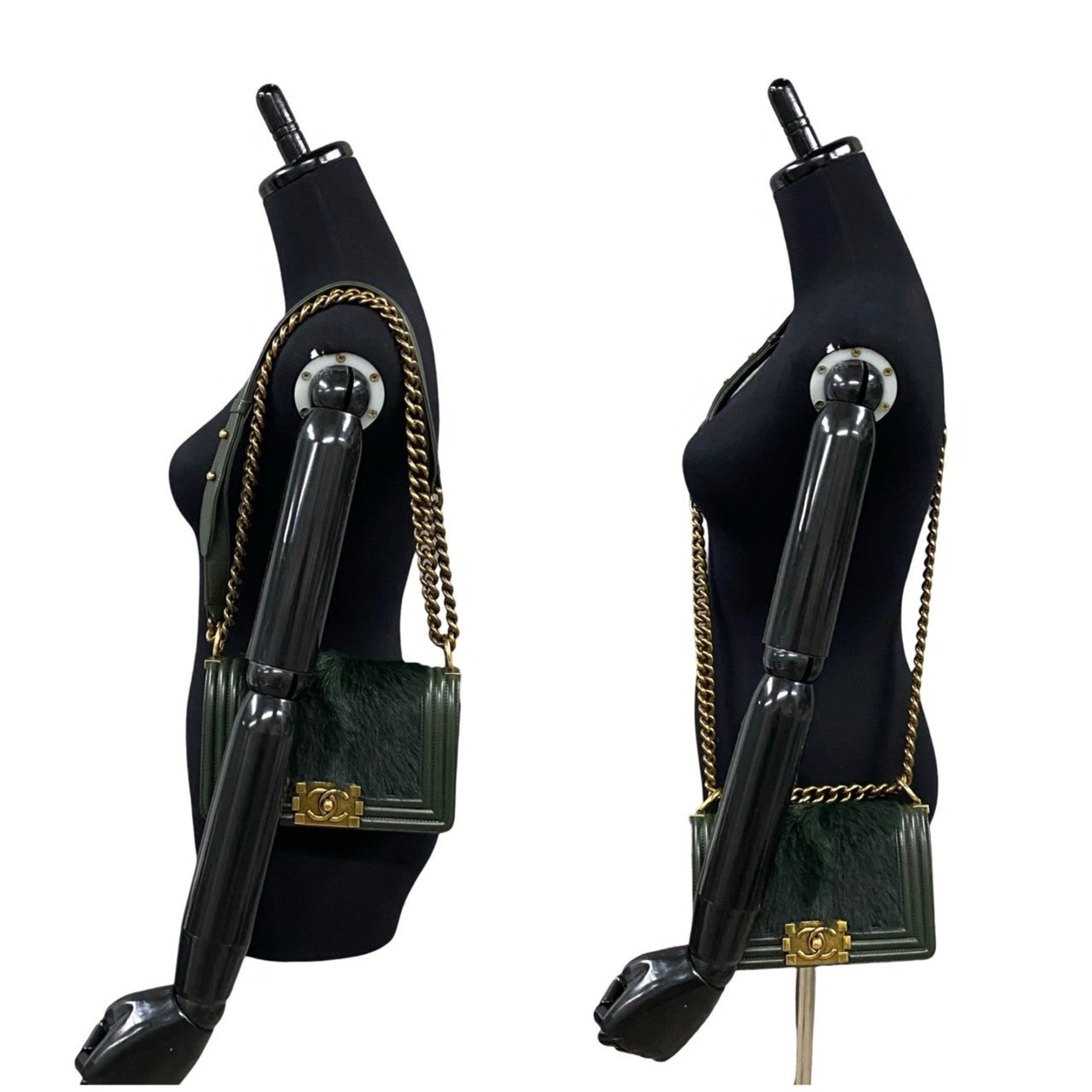 CHANEL Boy 20 Matelasse Rabbit Fur and Lambskin Shoulder Bag