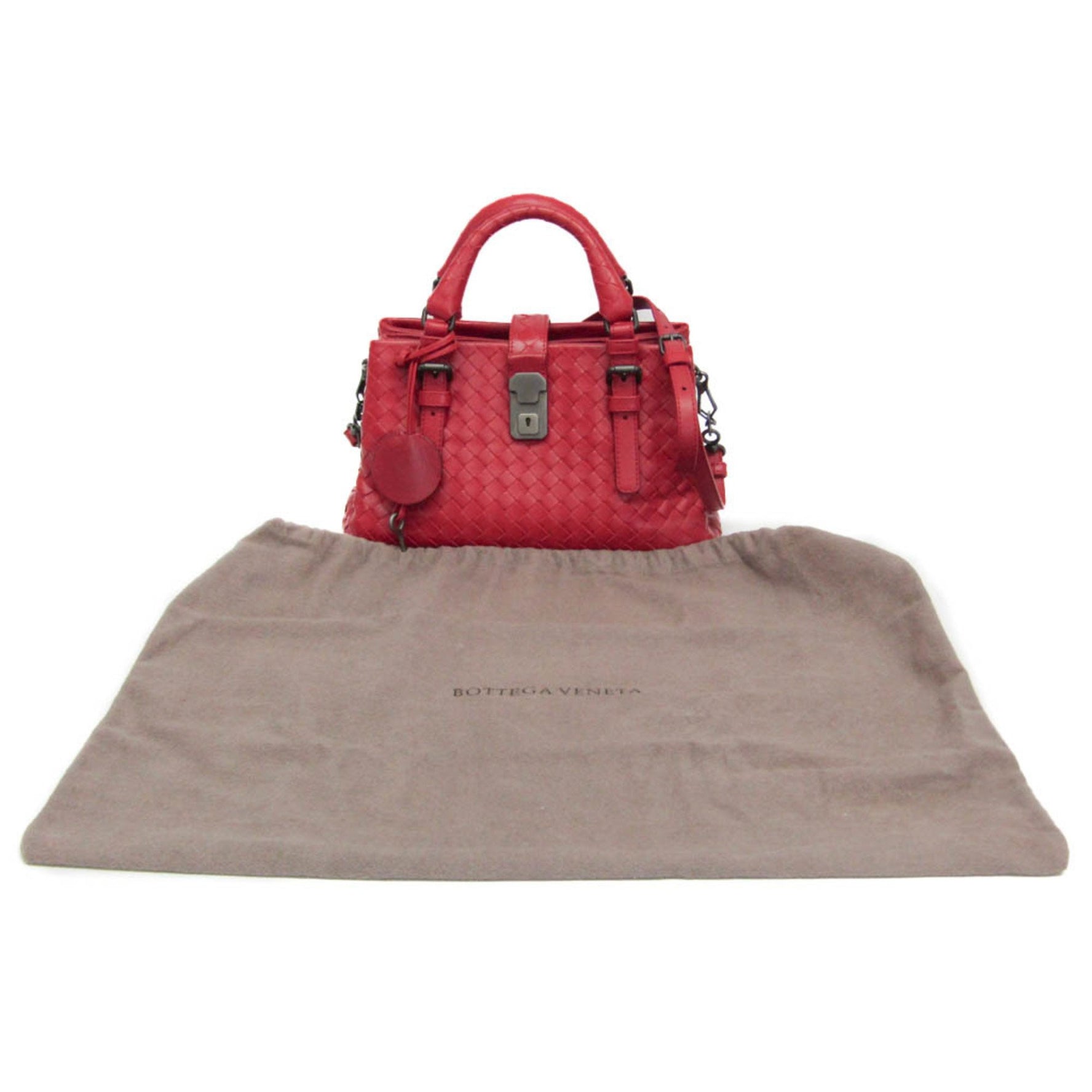 Bottega Veneta Intrecciato Baby Roma Bag Leather Handbag,Shoulder Bag Red Color