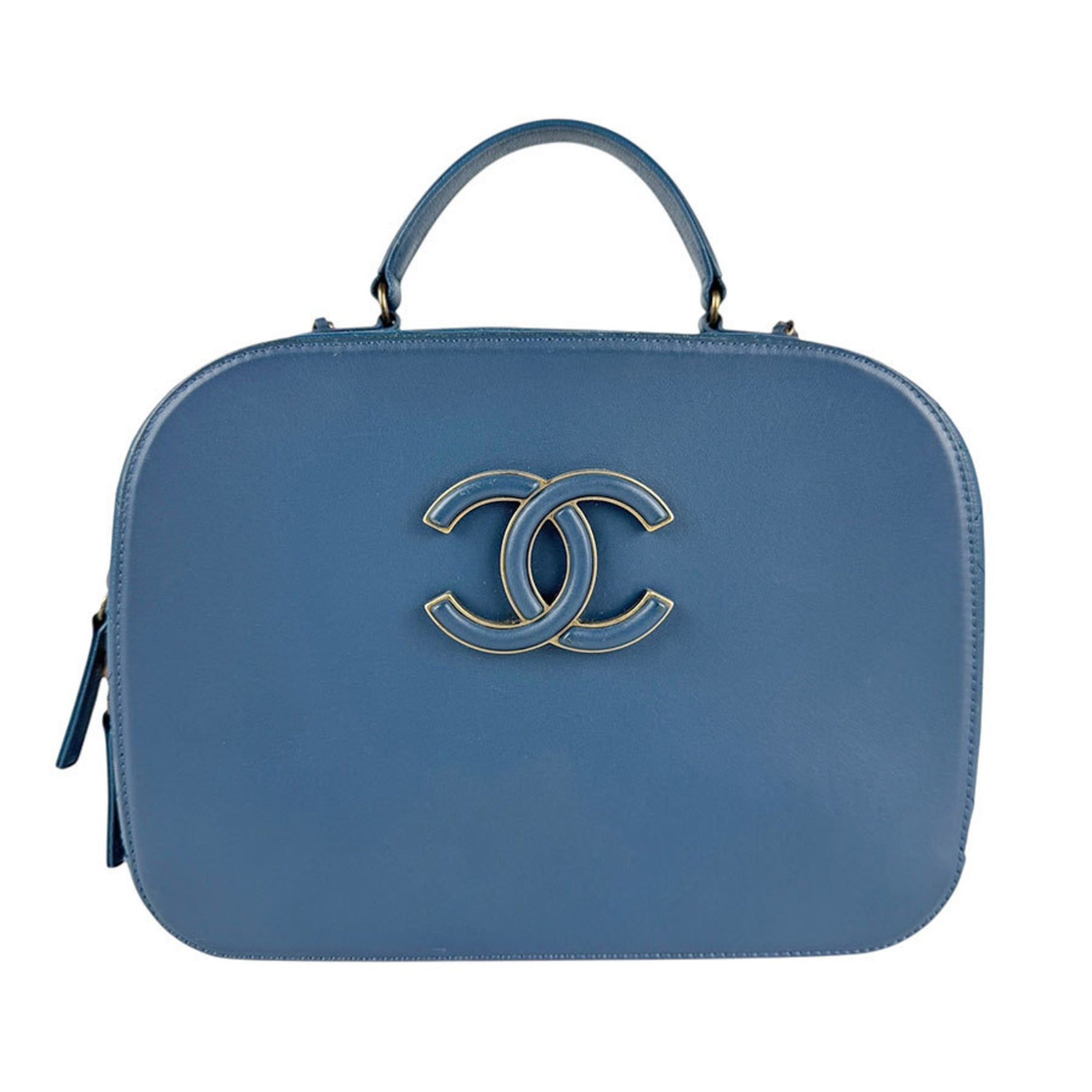 CHANEL Handbag Shoulder Bag Leather Metal Dark Blue